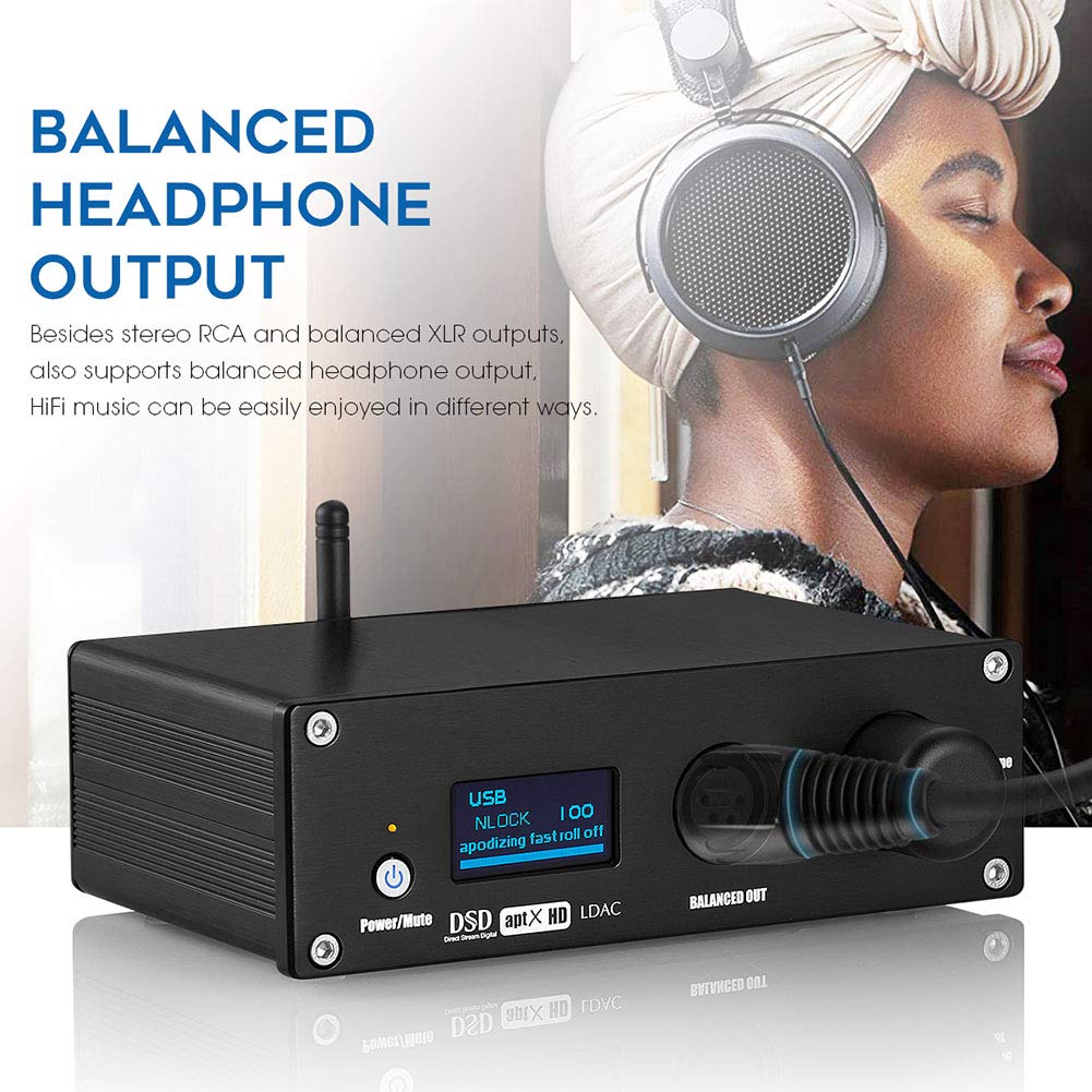 Décodeur Audio, Décodeur Audio DAC C, Récepteur Bluetooth 5.0 SR8675, Sortie RCA/3,5 mm/6,5 mm, Convertisseur numérique-analogique Optique IIS Coaxial TOSLINK USB DAC S/PDIF