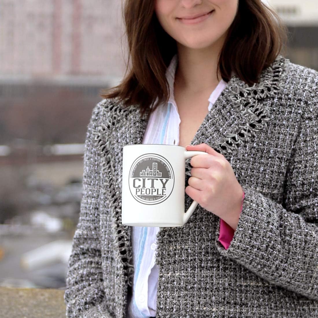 Pavilion Gift Company Gray & Cream 18 oz Coffee Mug City People - Image 7