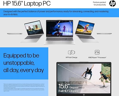 Miniatura 2 de HP Laptop 15z más reciente, pantalla FHD de 15.6", AMD Ryzen 5 7530U (Beats i7-1165G7), 16 GB de RAM, 1 TB SSD, cámara web, HDMI, Wi-Fi 6, Windows