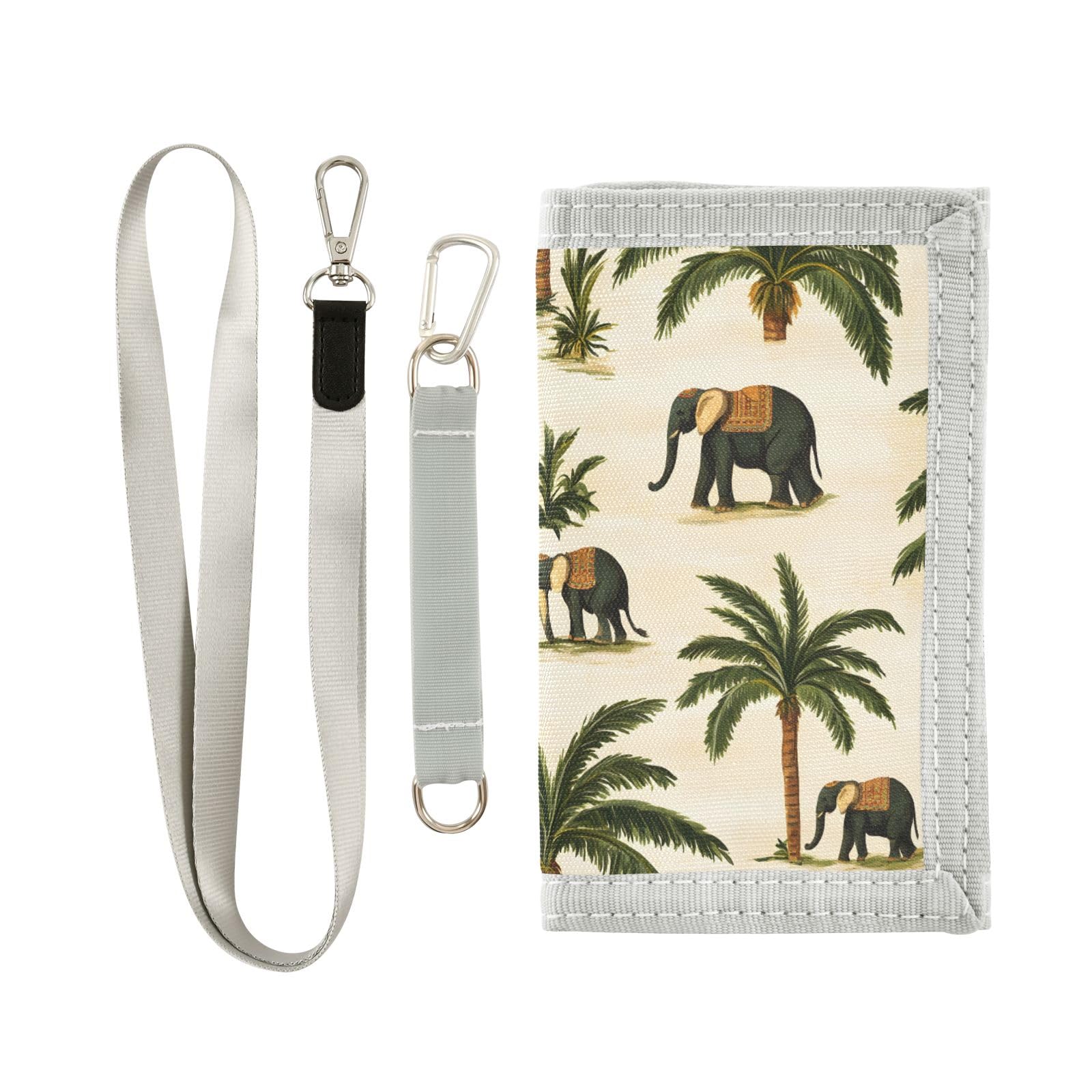 ALAZA Kids Wallets for Boys Girls Toddler Trifold Wallet Children Small Elephants Palm Trees with Zipper Coin Pocket