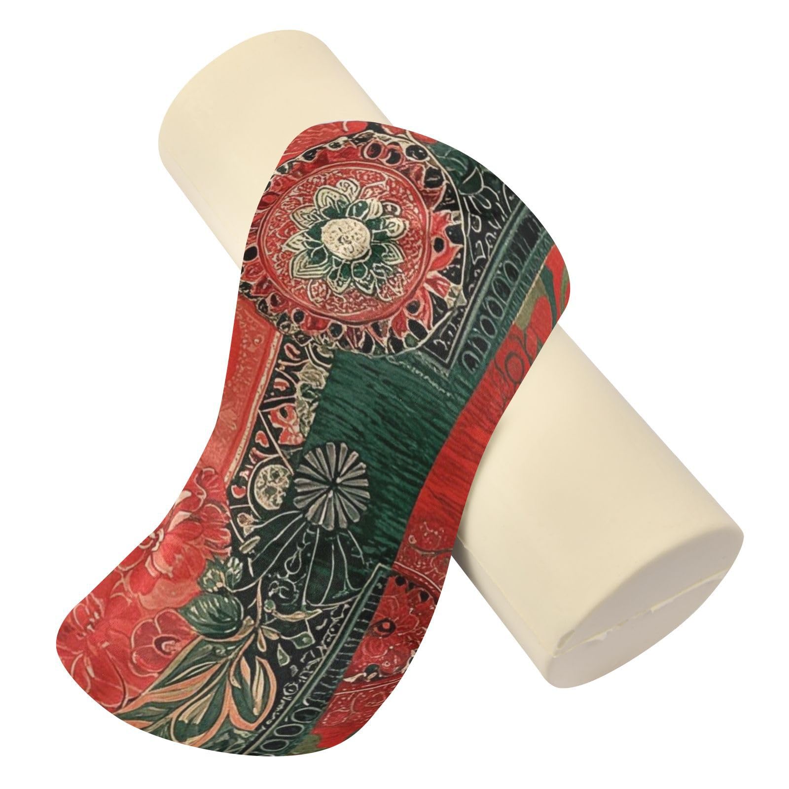 EtherSpher Bohemian Colorful Patterns Decorative Pillow with Neck Support Round Pillow Insert 17 Inch Massage Table Cushion Pad Foam Zippered Bolster Cover soporte para el Cuello