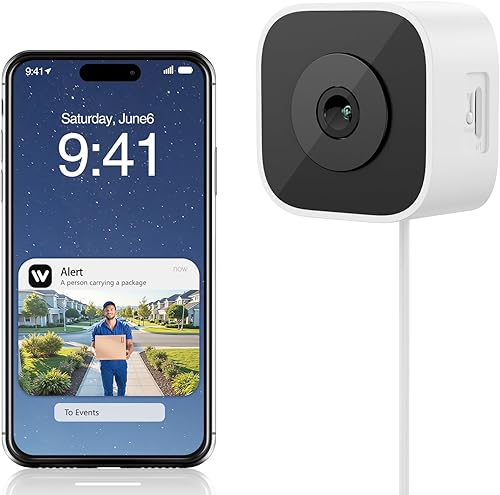 Cámara de ventana de 3MP, montaje magnético, visión nocturna a todo color 2K, alertas inteligentes de detección de movimiento, grabación 247, audio