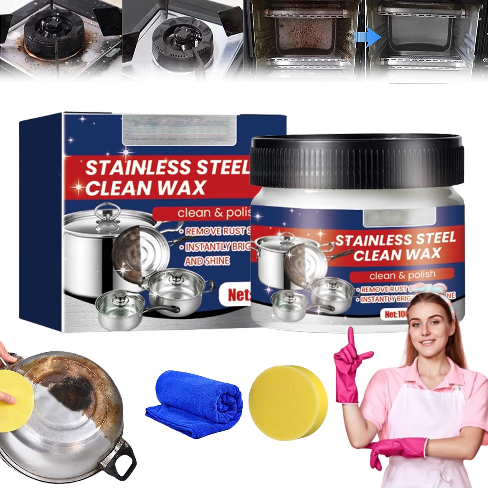 New Magical Nano-Technology Stainless Steel Cleaning Paste, Stainless Steel Clean Wax, Stainless Steel Cleaner and Polish, Multipurpose Stainless