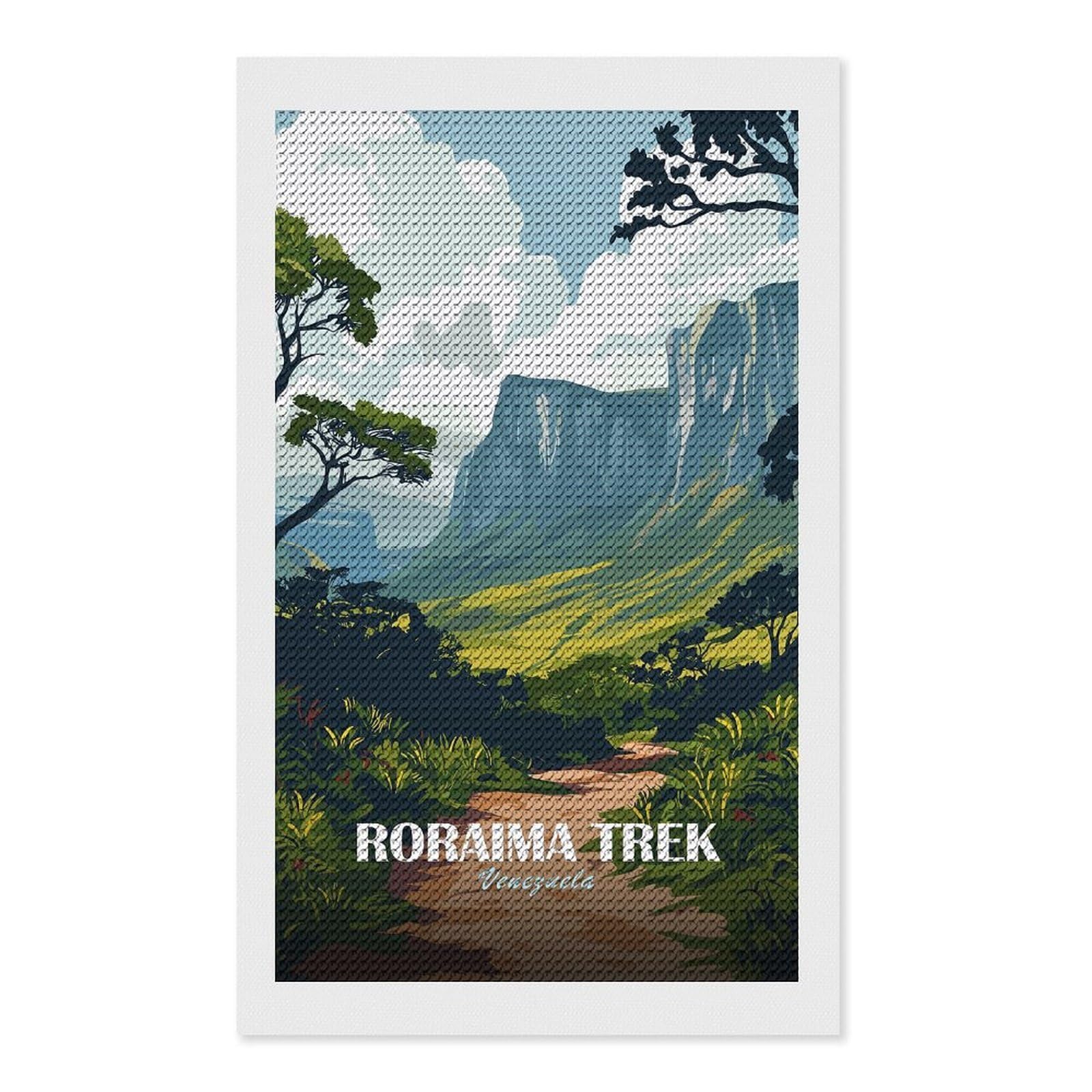 Junmoney Roraima Trek Venezuela Travel Diamond Painting Canvas Kit 12"x20", Leisure Activity, Aesthetic Room Decor, with Tool Kit, DIY, Gift