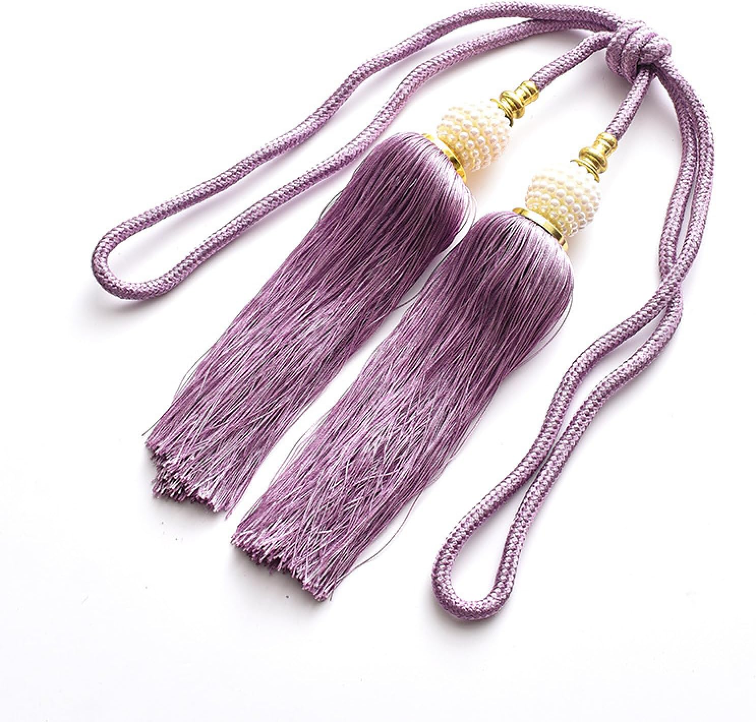 Curtain Ties 2 Pieces Pearl Double Ball Curtain Hanging Ball Curtain Strap Purple (Purple)