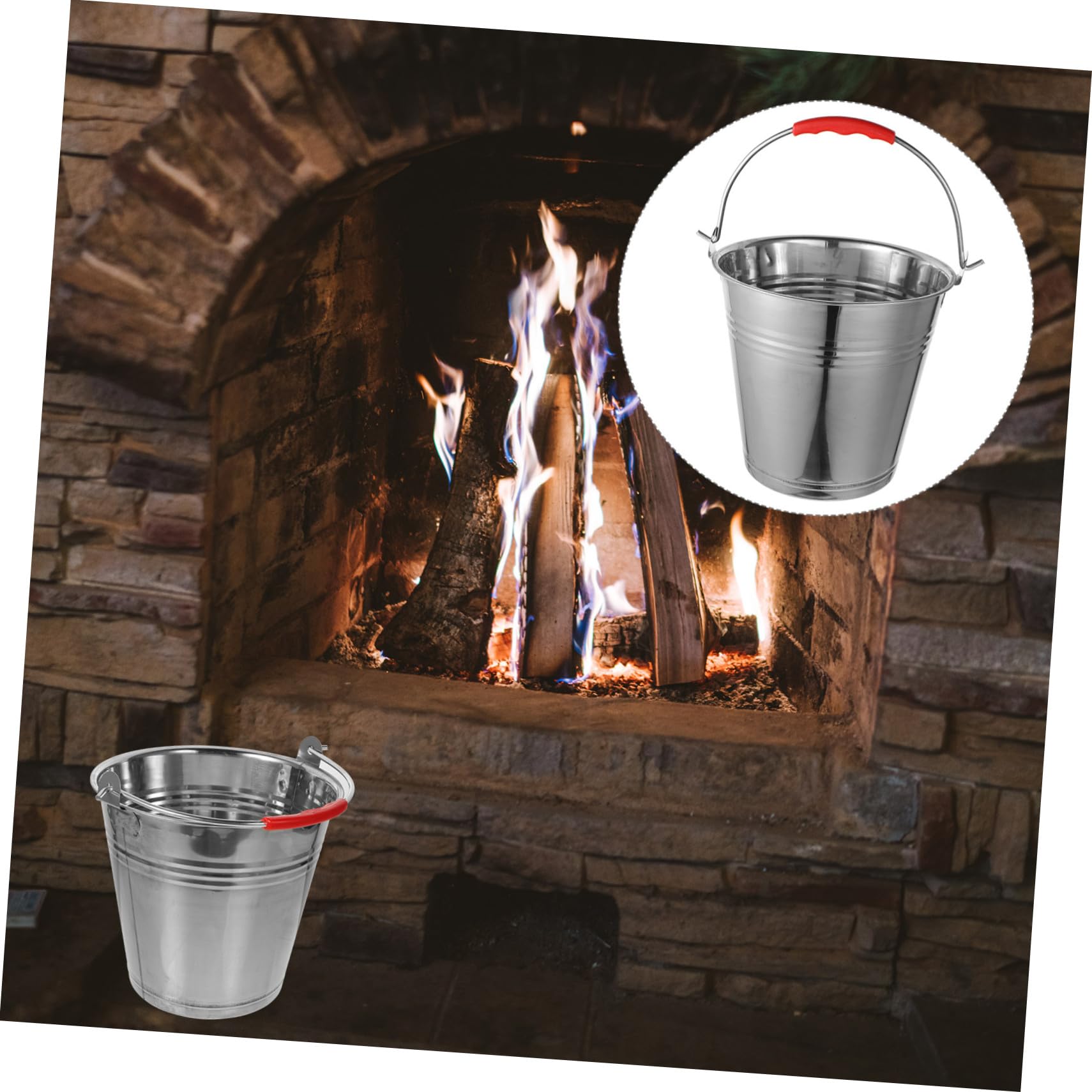 Cubo de Carbón para Almacenar Cenizas para Parrilla de Hierro Gran Capacidad y Transferir Carbón en Chimeneas Interiores y Exteriores