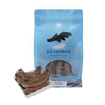 DABC OAK LAND Dried Wild Wild Alaska Red Sea Cucumber 9-12pcs 7-9 Years Dried Sea Cucumber - in Box Large 8oz/bag