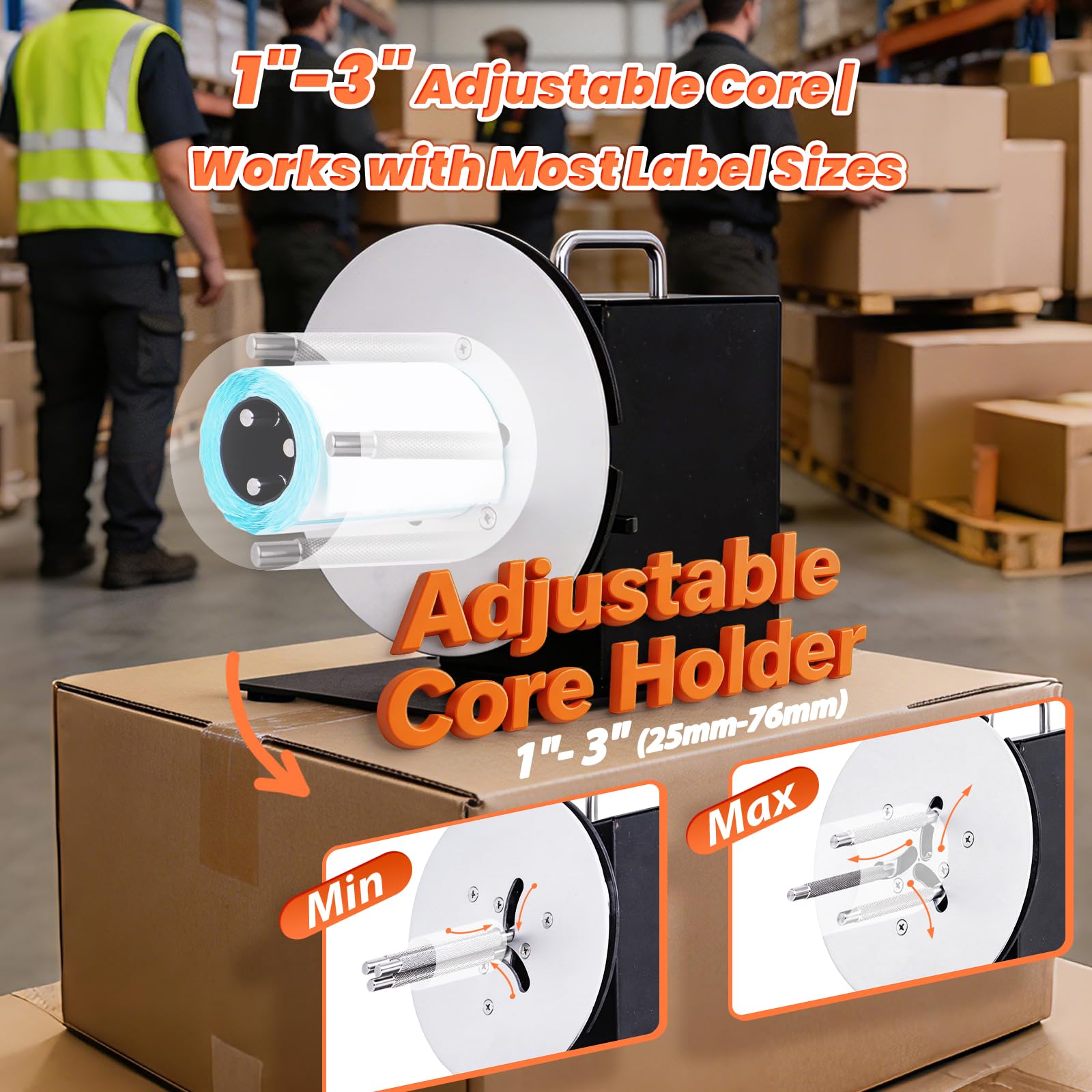 YUCHENGTECH Avvolgitore Etichette Automatico Diametro 185mm | Velocità 0-8 pollici/s Riavvolgitore Etichette Bidirezionale per Nucleo 1-3 Pollici con Istruzioni e Accessori