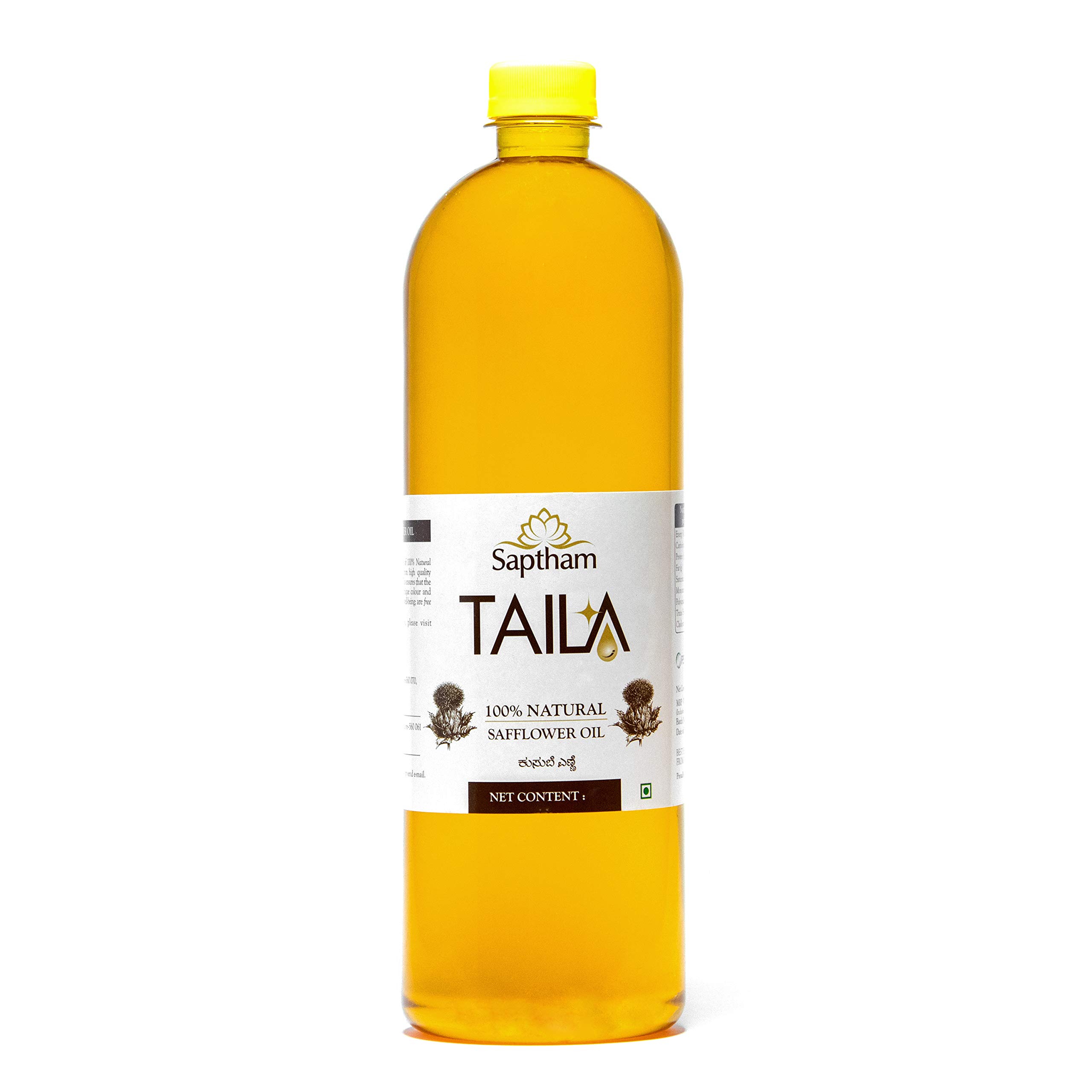 Saptham 100% Natural Cold pressed Safflower Oil- 5L |Pure, Natural & Unrefined Oil| Free of Parabens and Chemicals| Good for Heart Health| Pure and natural(5 L)