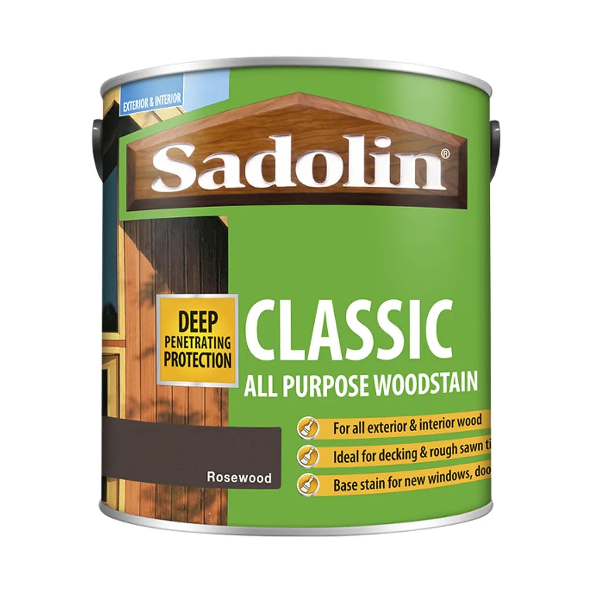 Rosewood Woodstain 2.5L | Exterior Wood Stain and Protector | Breathable Matt Finish for Doors Windows Cladding Fences and Garden Timber