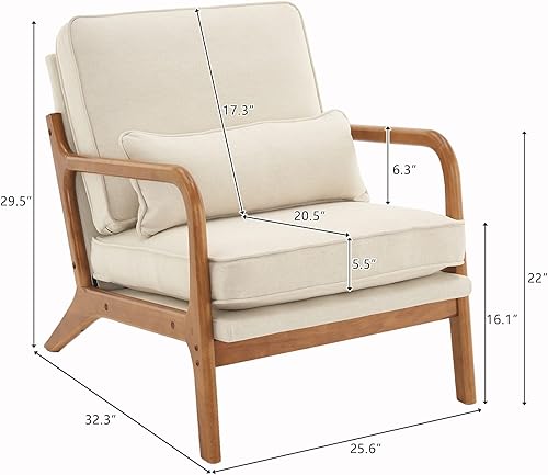 Miniatura 2 de Karl home Silla Accent moderna de mediados de siglo, silla tapizada con marco de madera maciza y cojín suave para sala de estar, dormitorio,