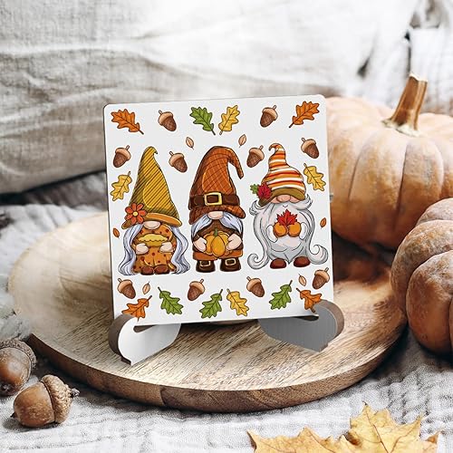 Miniatura 4 de Placa de gnomos de Acción de Gracias con soporte de madera, decoración de Acción de Gracias, decoración de otoño para escritorio, bandeja