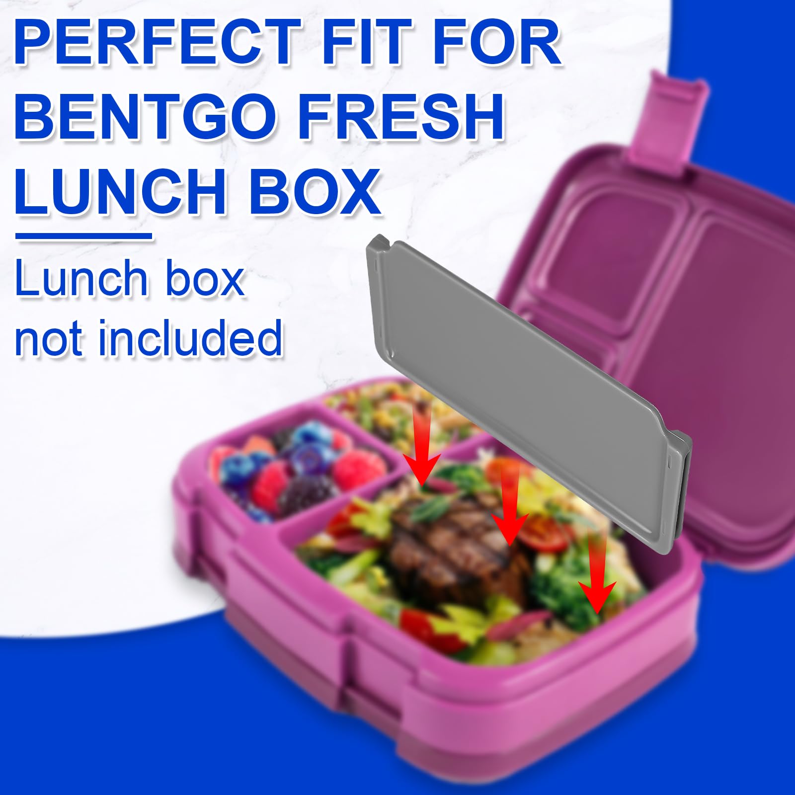 lasuroa 4pcs Insert Dividers for Fresh, BPA-Free Divider Replacement Food Safe Compatible with Adult Large Lunch Box