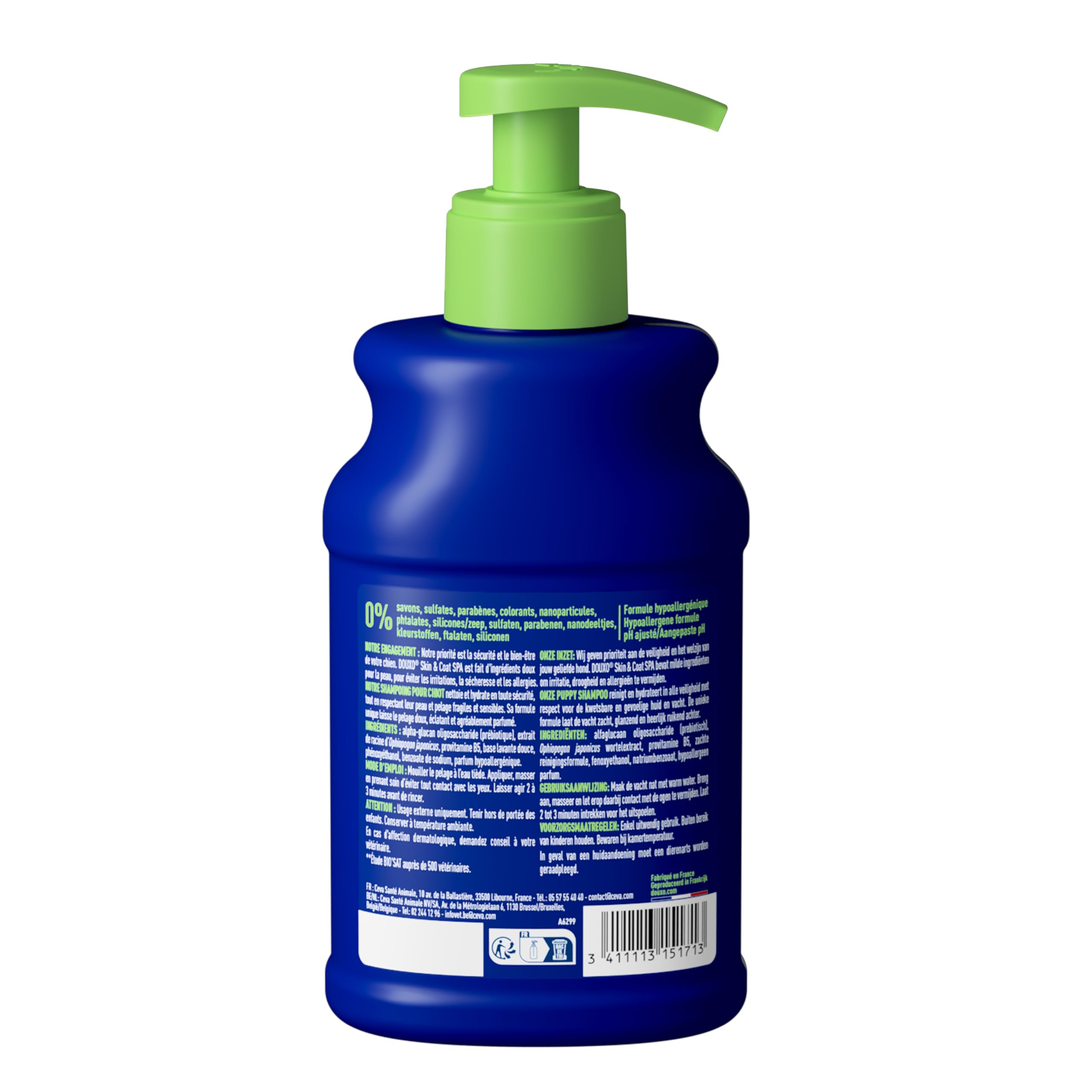 DOUXO Skin & Coat Spa - Ultra-Safe Shampoing pour Chiot, 250mL, Nettoie et Hydrate la Peau Profondeur, Laisse Le Pelage Doux et éclatant, Formule respectueuse de la Peau.