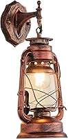 NOXARTE Rustic Lantern Wall Sconce - Vintage Iron Light Fixture with Glass Shade for Farmhouse Hallway Bedroom Loft 7x15 Inch