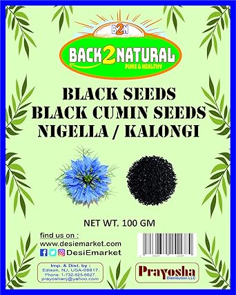 Back2Natural Kalonji Black Seed, Nigella Sativa, Black Cumin Seeds 3.5oz 100g All Natural  Gluten Friendly | NON-GMO | Vegan | Indian Origin