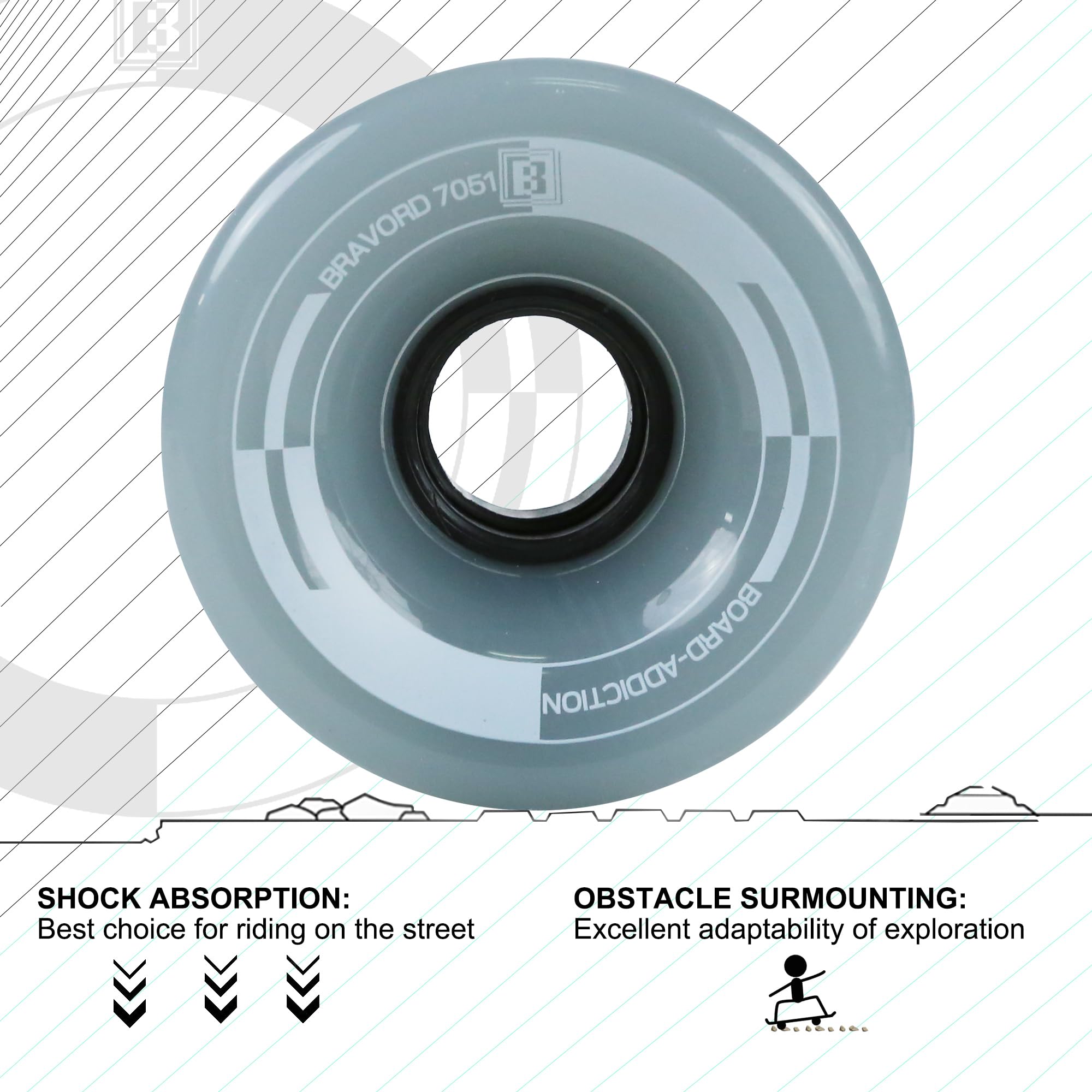 Longboard 70MM 82A Lot de 4 roues de croisière professionnelles