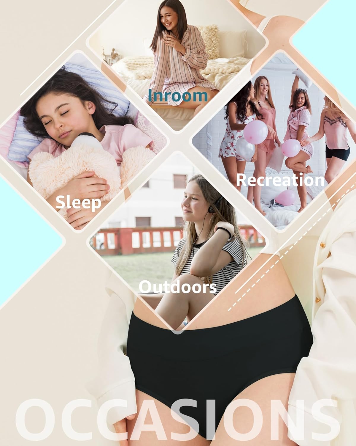 POPKOK Teen Girls Cotton Underwear Mid Waist Brief Panties 6 pack - Image 6