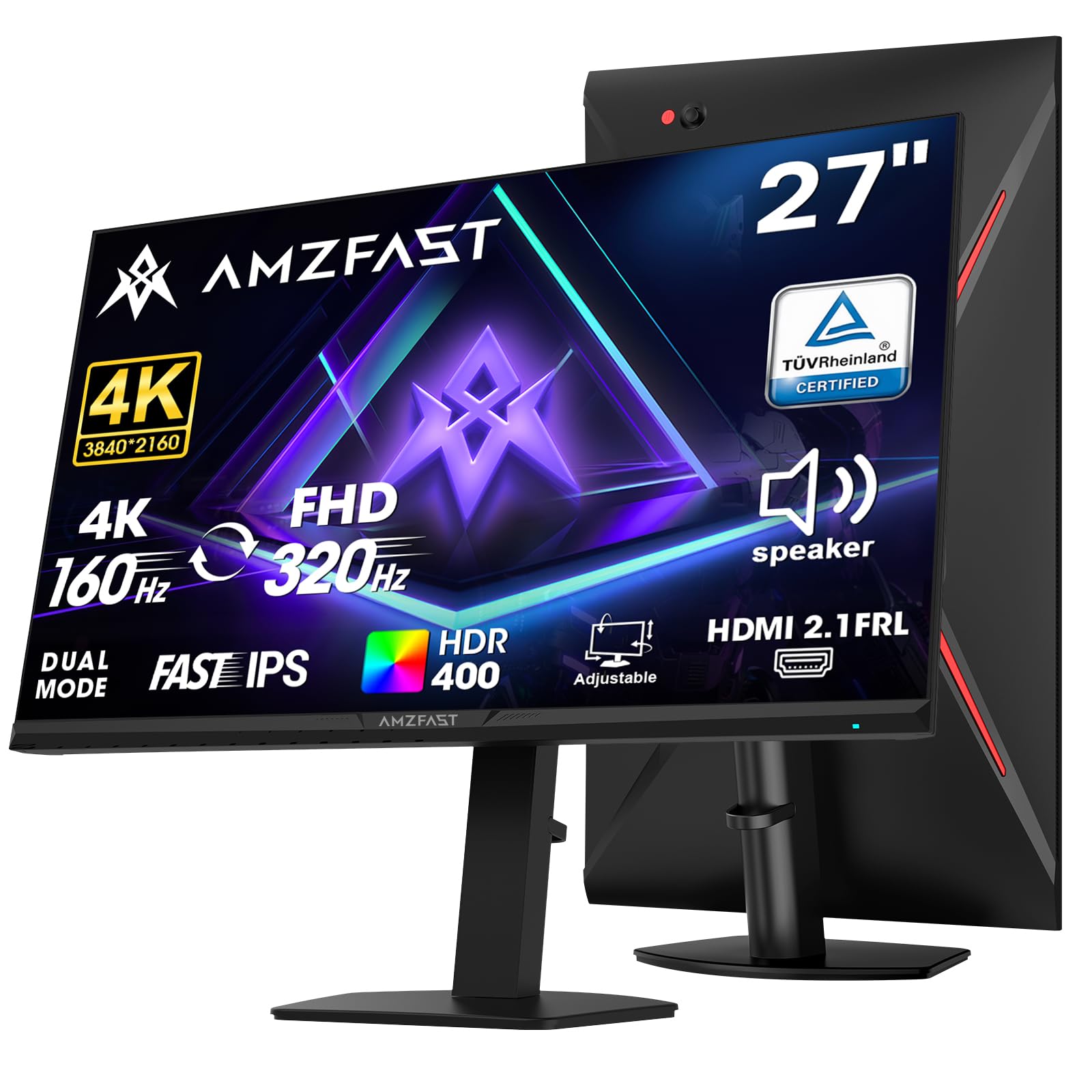 Amzfast 32 Inch Curved Gaming Monitor - 240Hz, Full HD 1920x1080P, 1ms MPRT, Adaptive-Sync, 3500:1 Contrast, DCI-P3 90%, sRGB 125%, HDR, VA 1500R, VESA 100x100MM, HDMI2.0&DP1.4 - AMZG32C1F — view 20