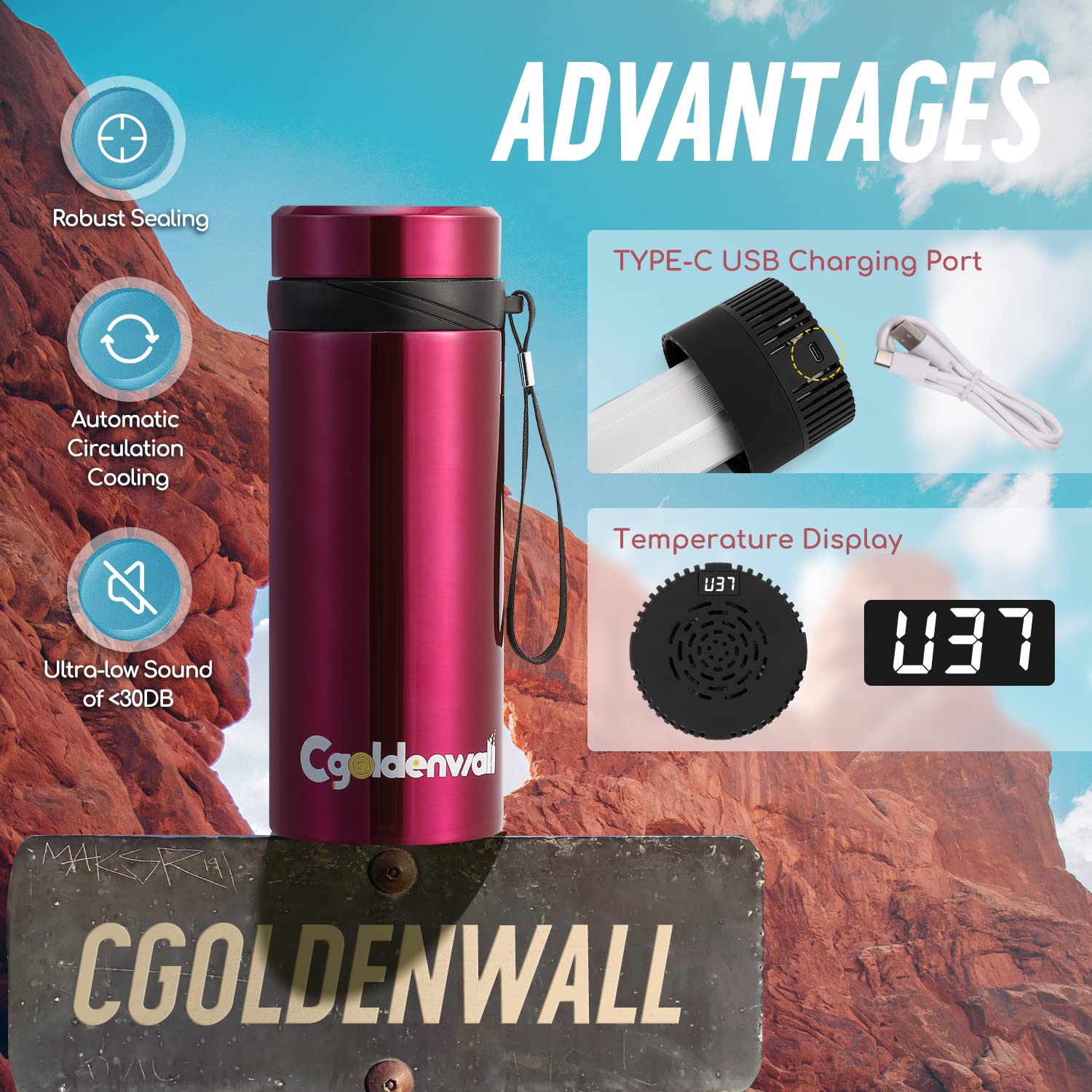 CGOLDENWALL 3-7Pens Custodia da Viaggio per Insulina丨Raffreddamento a Circolazione 2-8℃ LCD della Temperatura Pacchetto ghiaccio TSA Biogel, Raffreddatore Medico Portatile per l'Insulina del Diabete