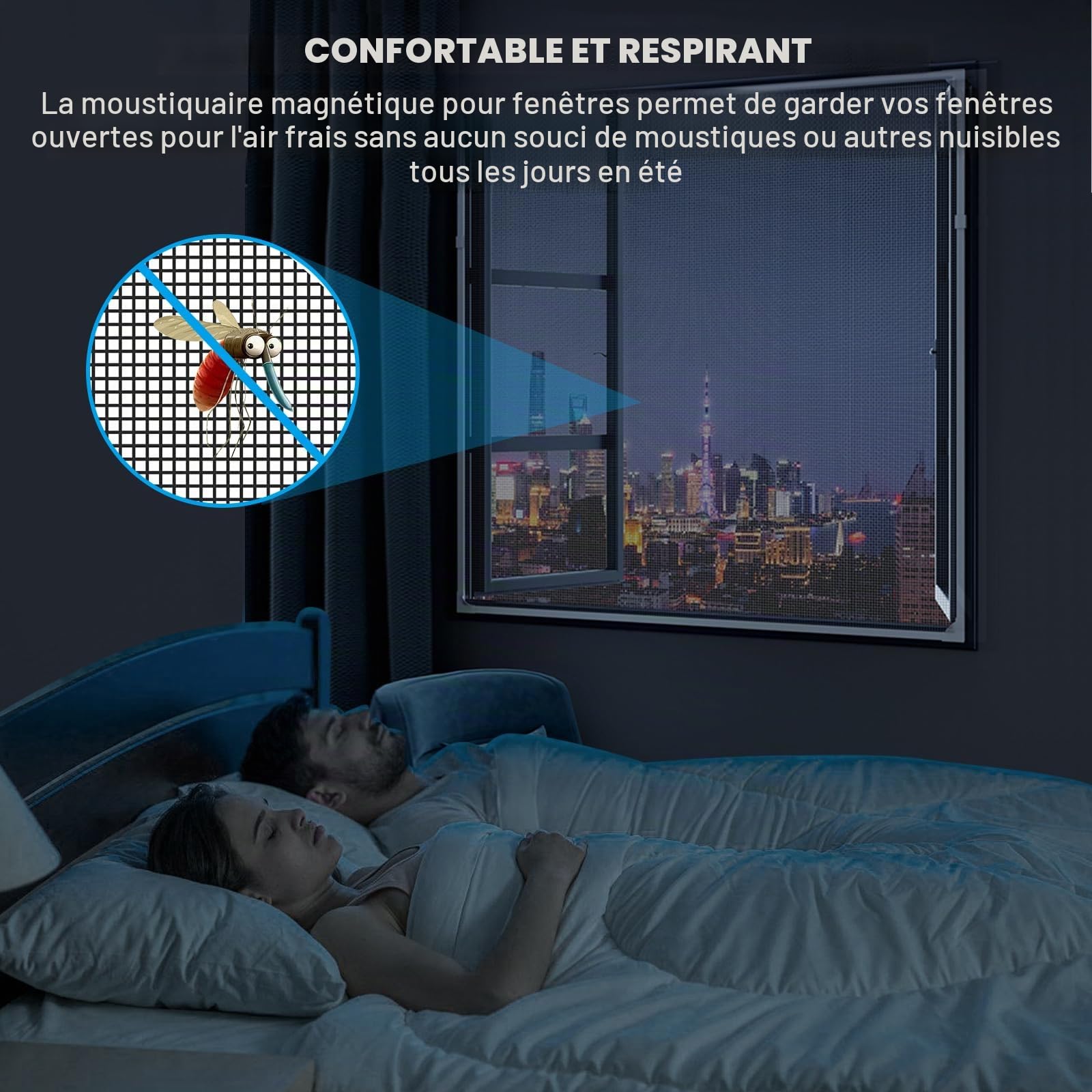 Moustiquaire magnétique pour fenêtre Diy, 130 x 120 cm, découpable jusqu'à la longueur, moustiquaire pour fenêtre, cadre magnétique, cadre magnétique pour fenêtre