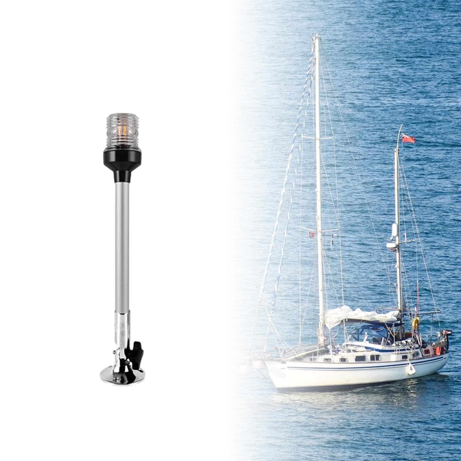 Luce di Poppa LED per Barca Segnalatore di Navigazione Marina Copertura Trasparente PC Resistenza Urti E Calore Perfetta per Guida Notturna, Lunghezza 303mm