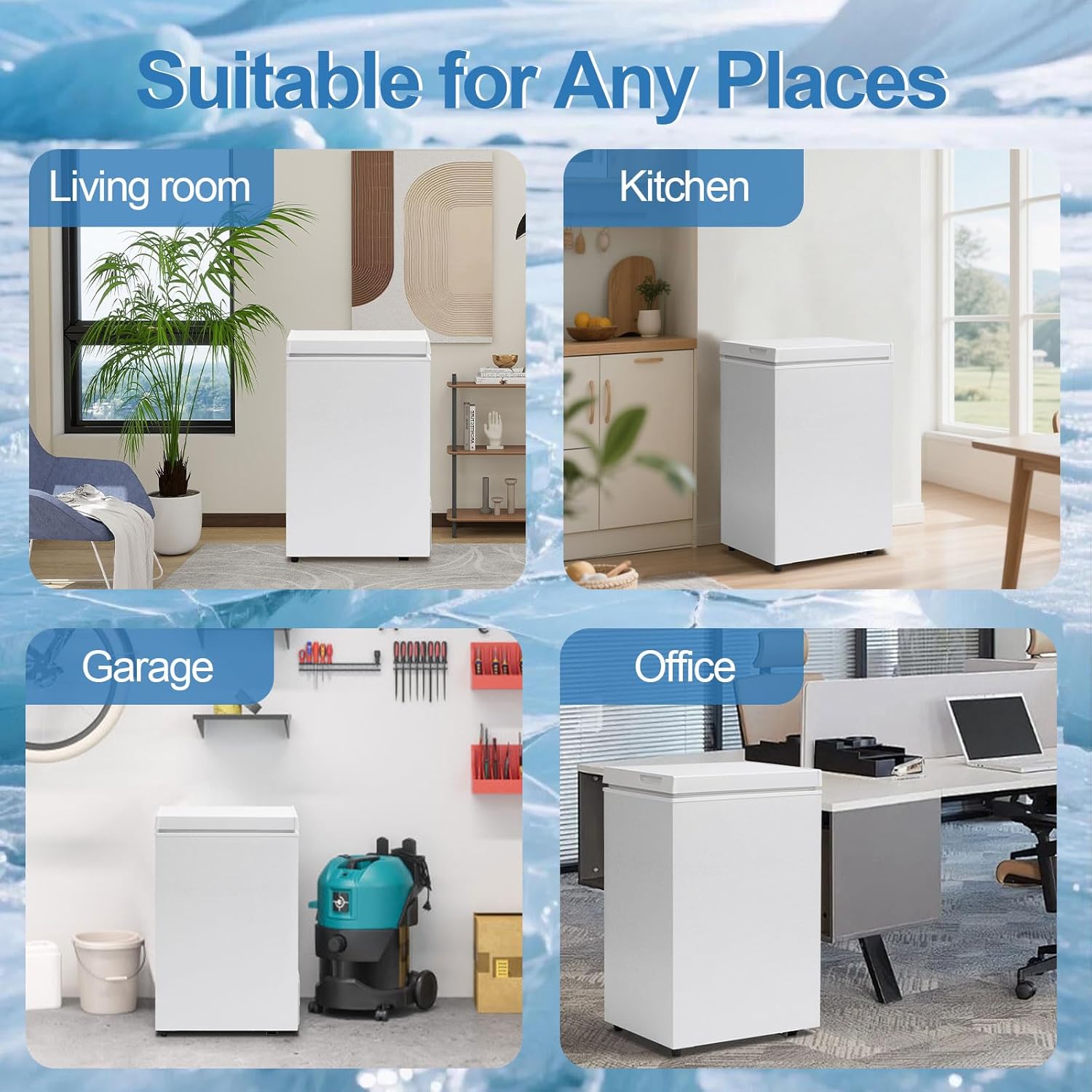 Erivess 3.5 Cu.Ft Chest Freezer - Compact Deep Freezer with Removable Basket, Energy Efficient & Quiet Top Door Design, Mini Freezer Adjustable 7 Thermostat for Home, Apartment, Garage, Dorm (White)