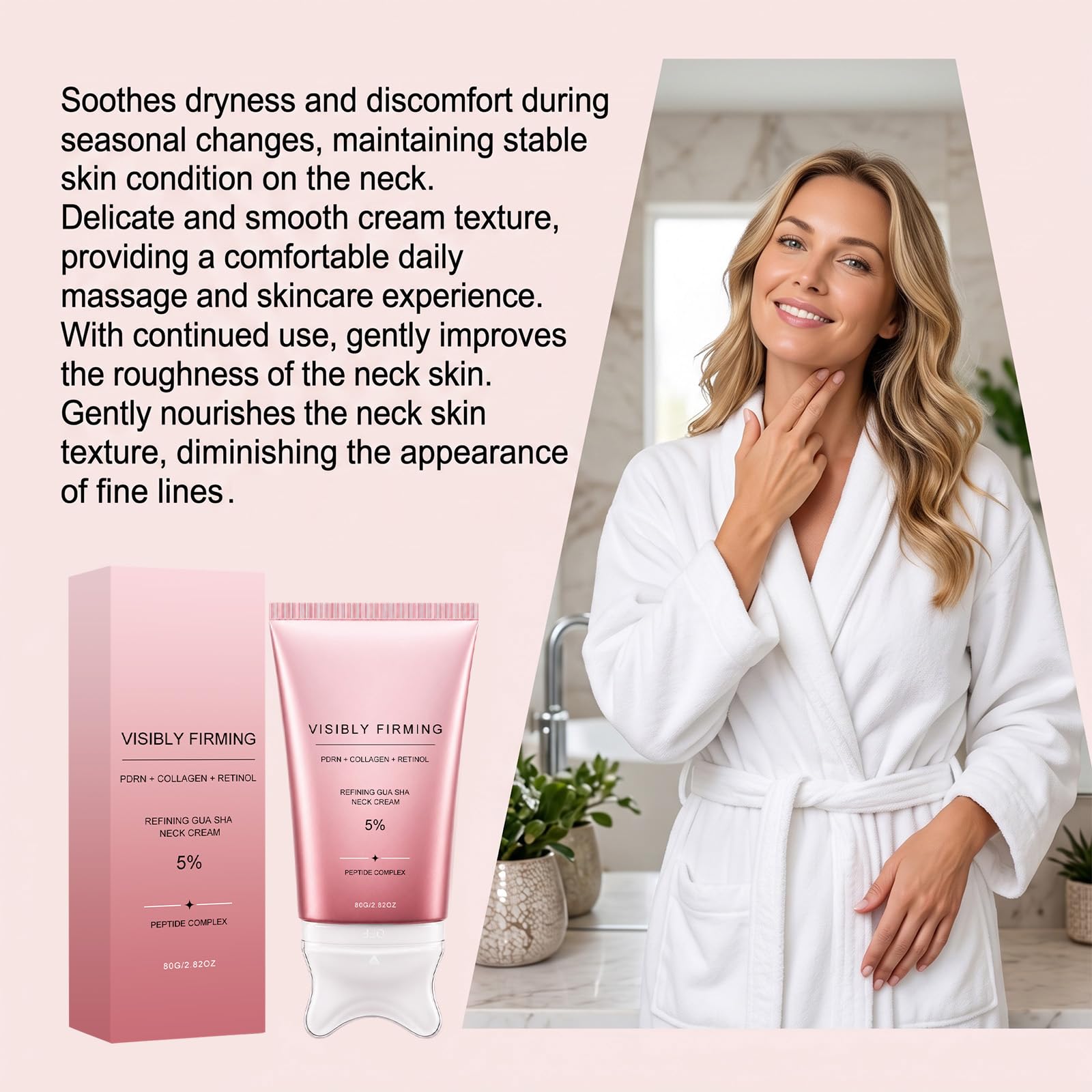 Crema rassodante per il collo PDRN Collagen Retinol – Complesso peptidico al 5% con massaggiatore Gua Sha integrato, idratante lifting e levigante per le rughe sottili del collo (6pcs)