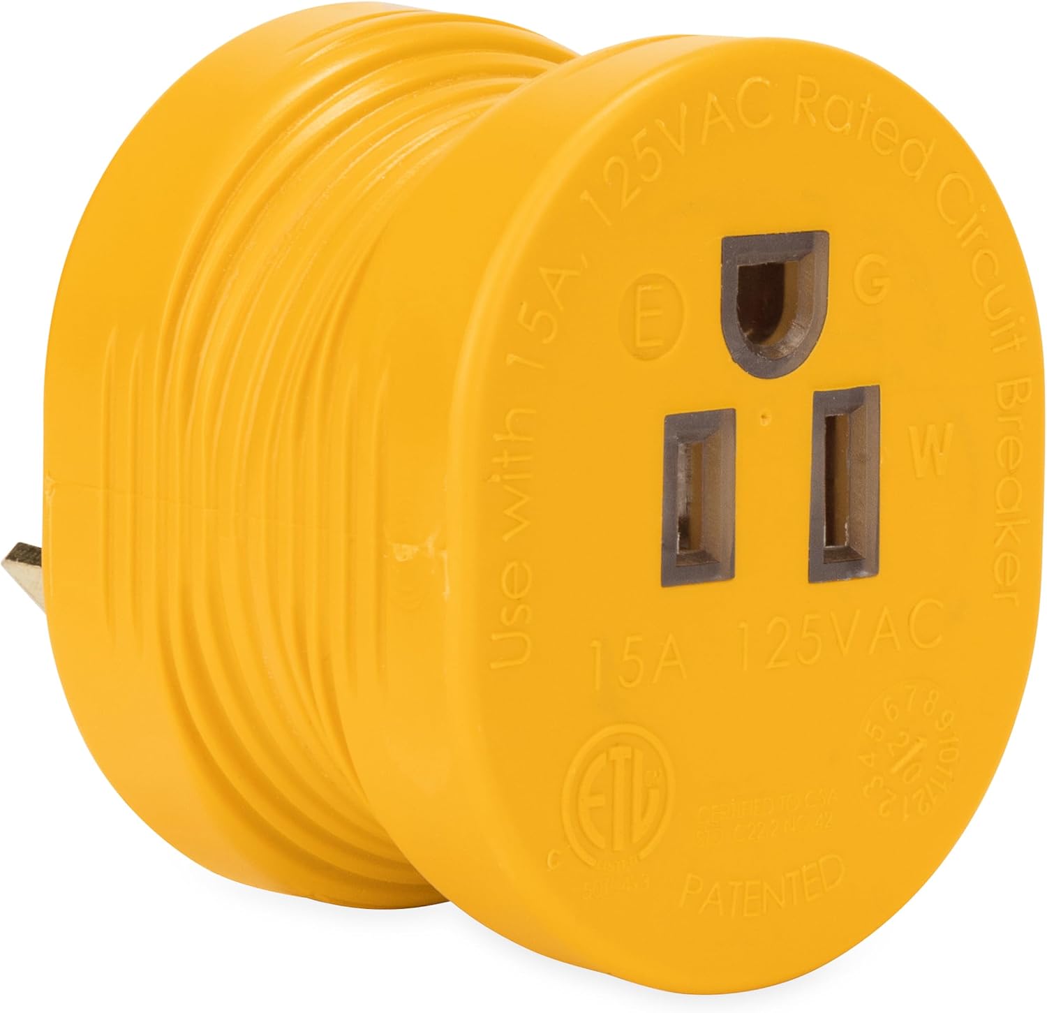 Camco PowerGrip 30AM/15AF Camper & RV Electrical Adapter Features 30-amp male (NEMA TT-30P) & 15-amp female (NEMA 5-15R) Connections - Designed w/Non-Slip Grooves for Easy Removal - 125V/1875W (55233)