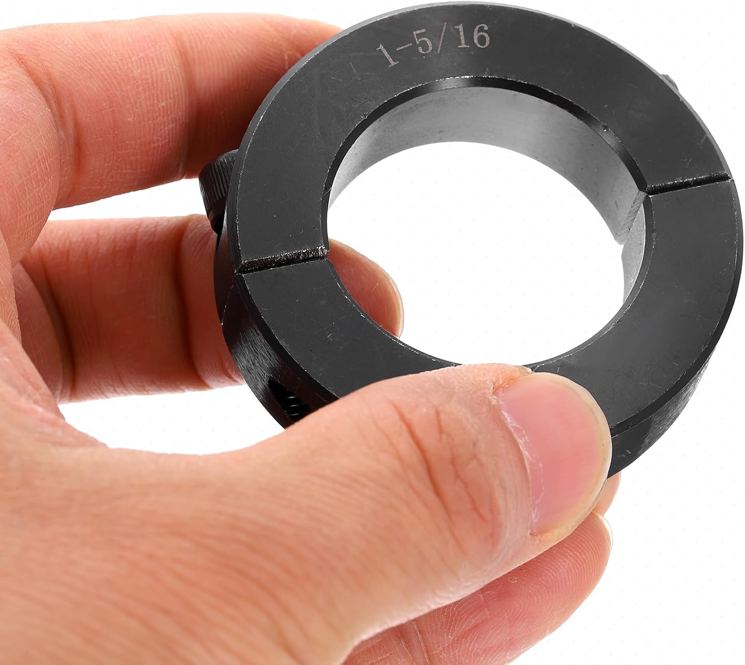 uxcell 4pcs Double Split Shaft Collar for 1-5/16" Shaft, Two-Piece Clamping Collar, 2-1/8" OD, 9/16" Width, Black Oxide Steel Lock Collar Clamp, Set Screw Style