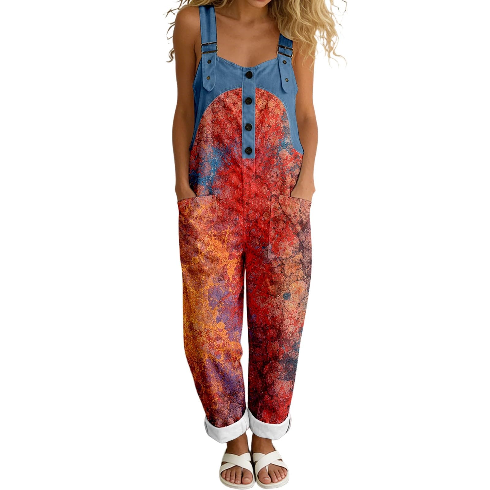 Mono de Pierna Ancha con Estampado, sin Tirantes, Ideal para Salidas Informales y Fiestas.