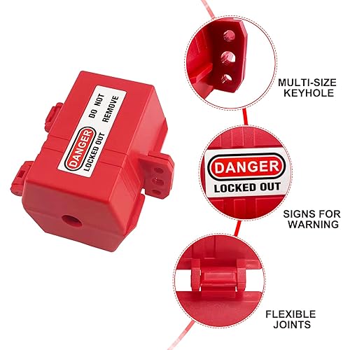 Miniatura 5 de Bloqueo de enchufe con etiqueta de bloqueo, enchufe eléctrico antitáctil de grado industrial de 110 V y bloqueo de enchufe de termostato, bloqueo de