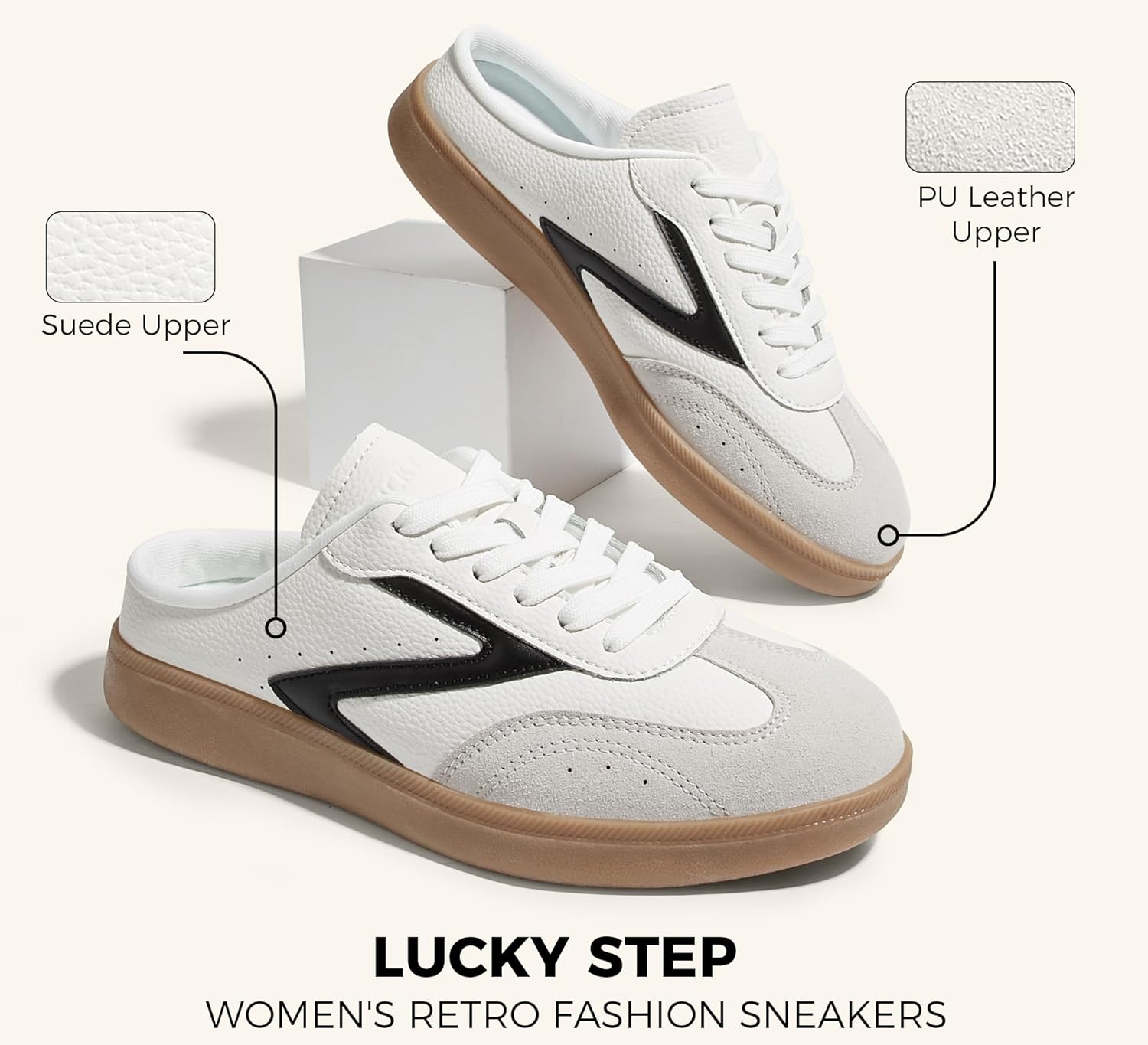 LUCKY STEP Women’s Mule Fashion Sneakers Slip On Backless Walking Shoes Winter Retro Comfy Casual Sneaker - Image 5