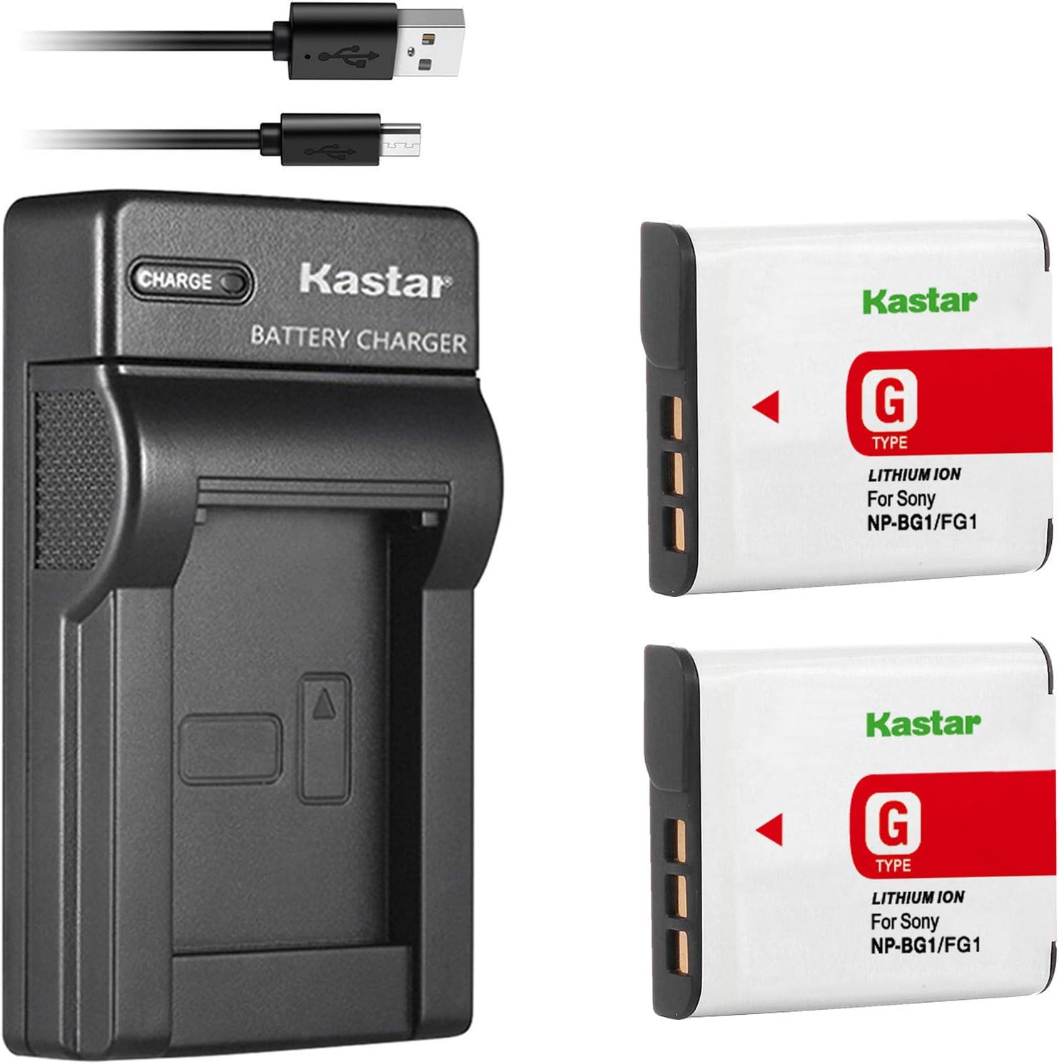 Kastar Battery (X2) & Slim USB Charger for Sony Cybershot DSC-HX5V, DSC-HX9V, DSC-W30, DSC-W35, DSC-W50, DSC-W55, DSC-W70, DSC-W80, DSC-W290, DSC-H10, H20, H50, H55, H70, H90 Battery+ More Cameras