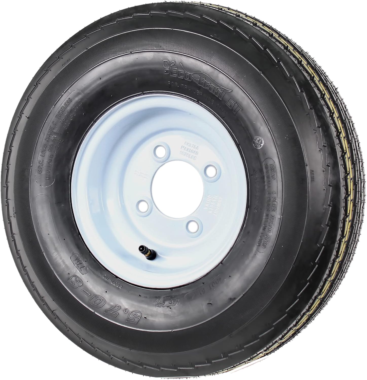 eCustomrim 2-Pack Trailer Tire On Rim 570-8 5.70-8 8 in. Load Range C 4 Lug White Wheel - 2 Year Warranty w/Roadside