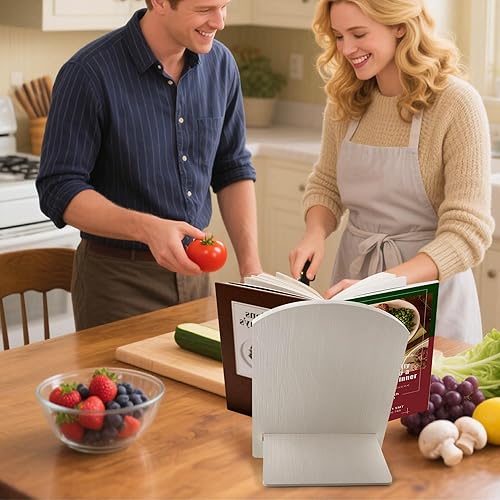 Miniatura 2 de Soporte para libro de cocina de madera para libros de cocina soporte para libros de cocina de granja - Soporte de recetas ajustable para libros de