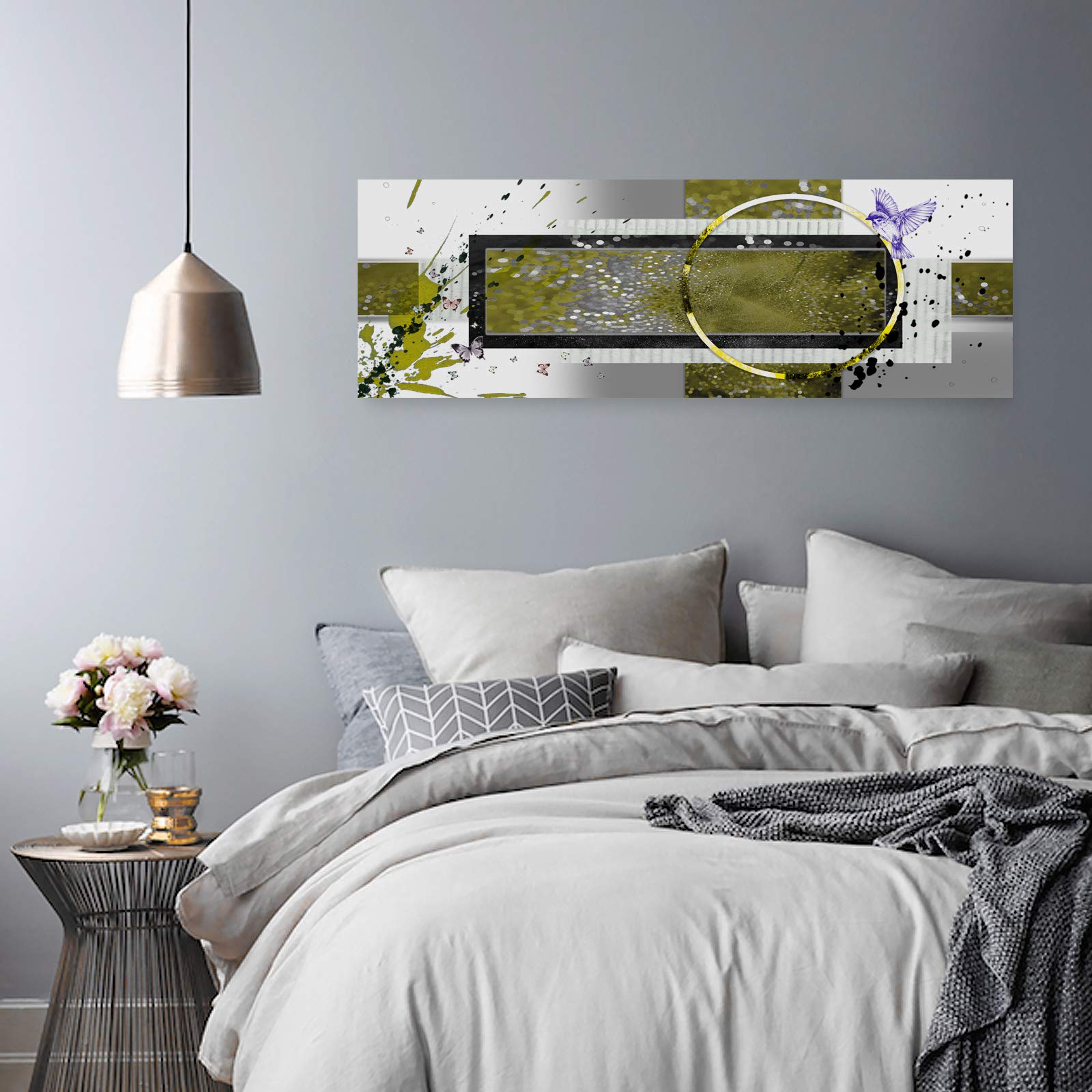 Feeby Quadro su Tela Astratto - 120x40 cm XXL - Stampa in qualita Fotografica - Giallo