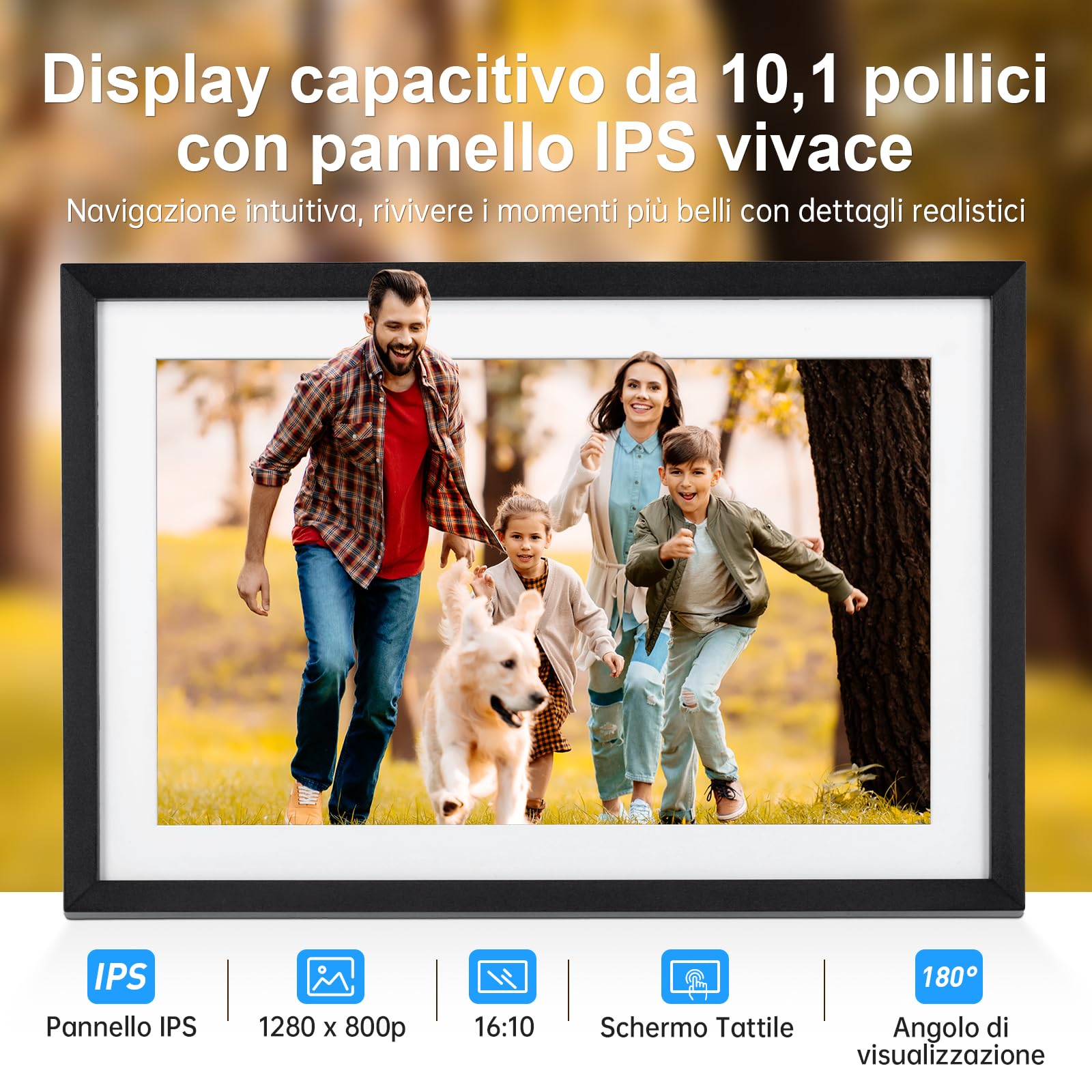 Cornice Digitale Foto, Rollei Smart Frame WiFi 107 10,1 Frameo Portafoto Digitale 32GB 1280x800 Schermo Tattile IPS Condivisione Istantanea di Foto e Video Nero Cornice-Digitale-Foto-Frameo-WiFi