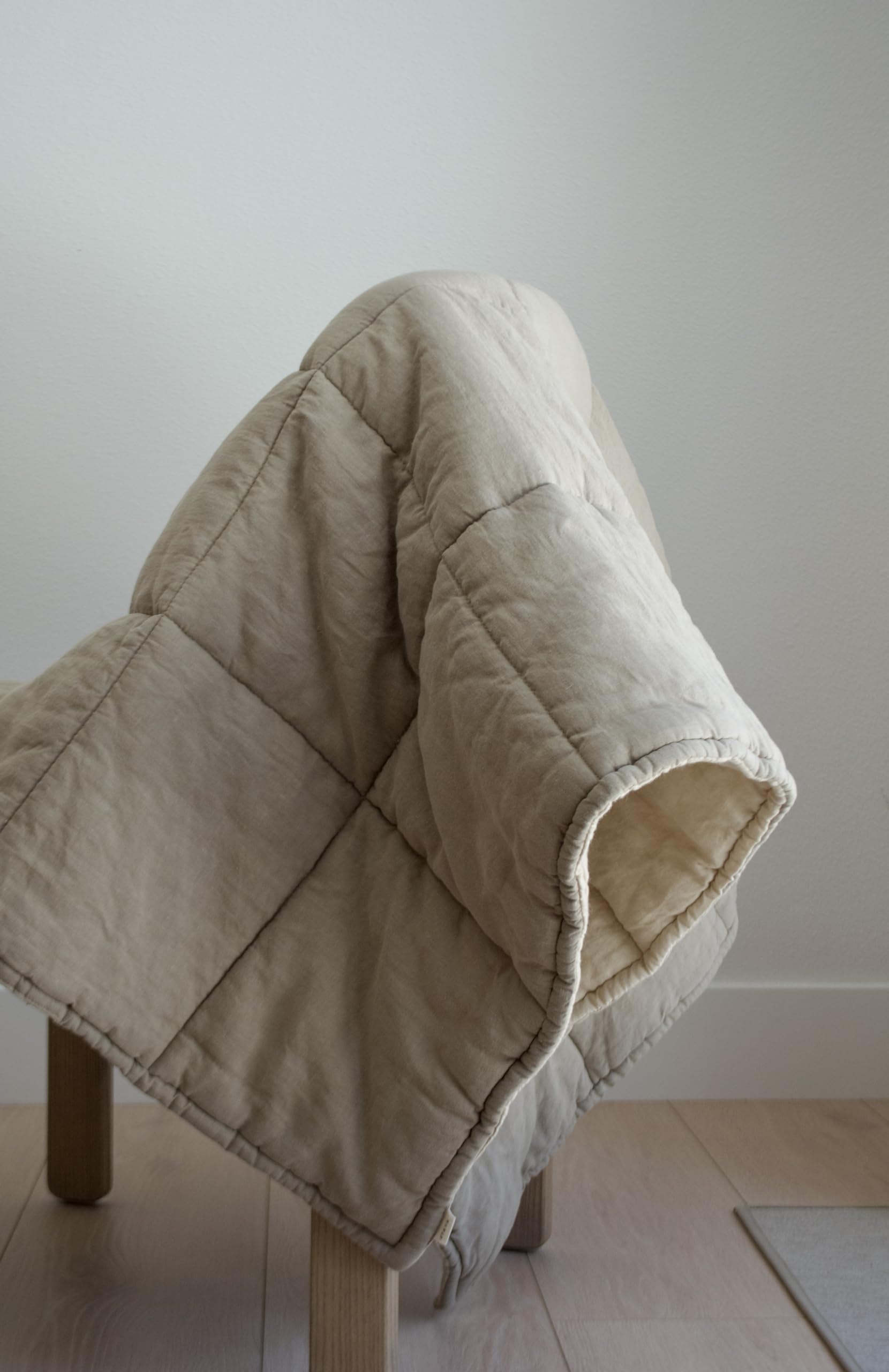 Staya Coperta per neonati in lino francese di alta qualità, trapuntata per culla in lino lavato con pietre, leggera e traspirante (marrone, 91 x 132 cm)