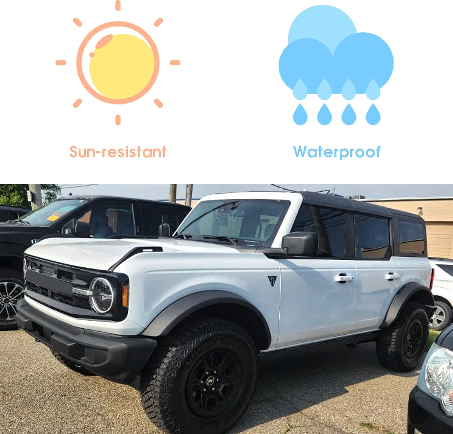 sukemichi White Door Handle Covers Trim Rear Door Tailgate Handle Cover for Ford Bronco Accessories 2021 2022 2023 2024 2025 2026 4 Door - with Smart Hole