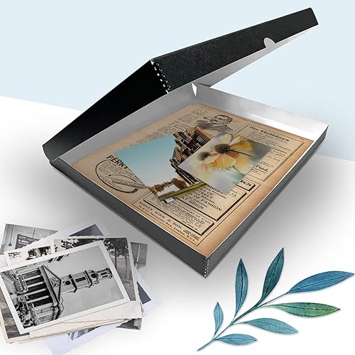 Miniatura 7 de Golden State Art, Archival - Caja de almacenamiento de 16 x 20 pulgadas, diseño de concha con borde de metal, conserva y almacena fotos, documentos,