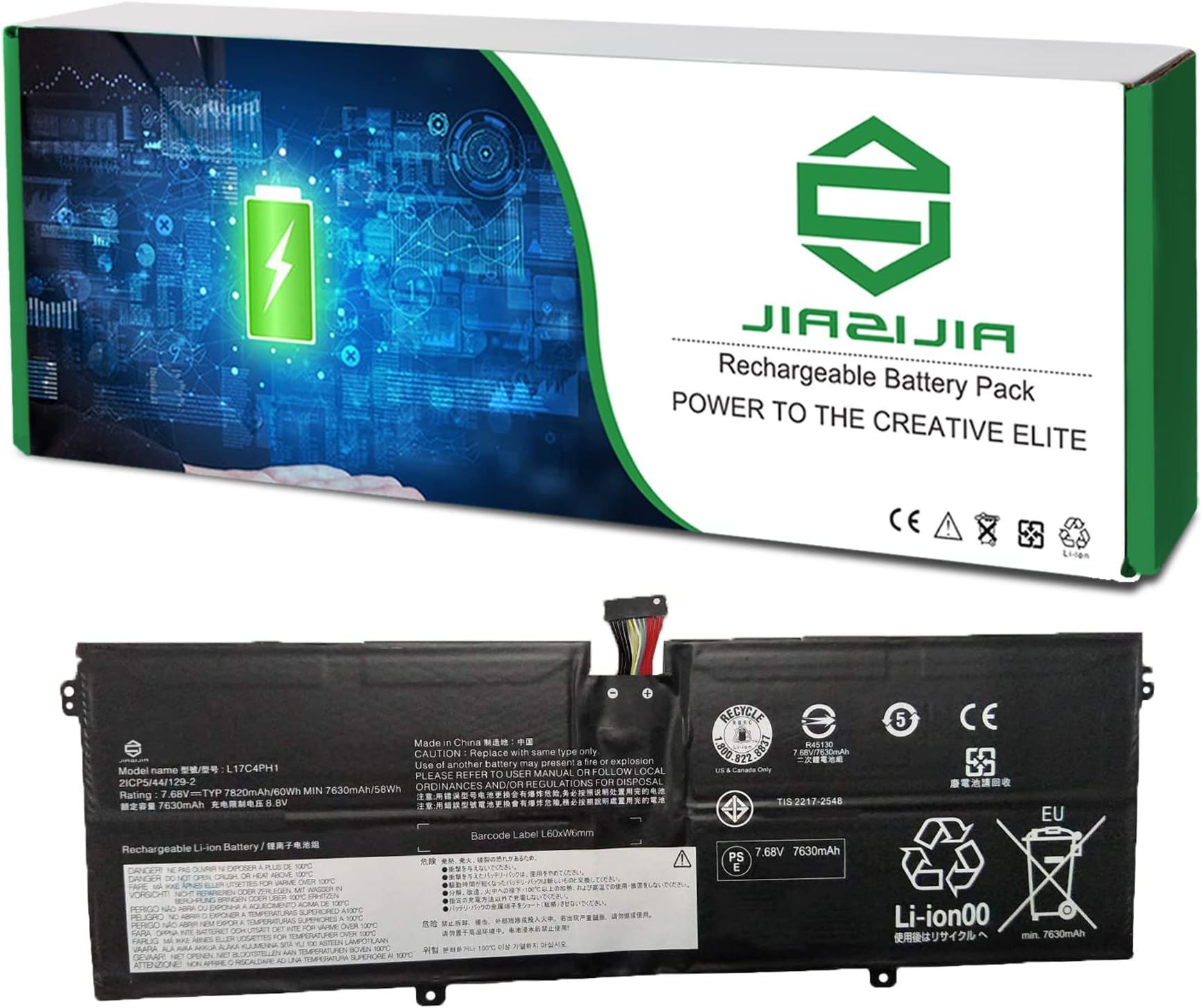 L17C4PH1 Battery Replacement for Lenovo Yoga C930-13IKB 81C4000HUS Series L17M4PH1 L17M4PH2 5B10Q82425 5B10Q82426 7.68V 60Wh 7820mAh