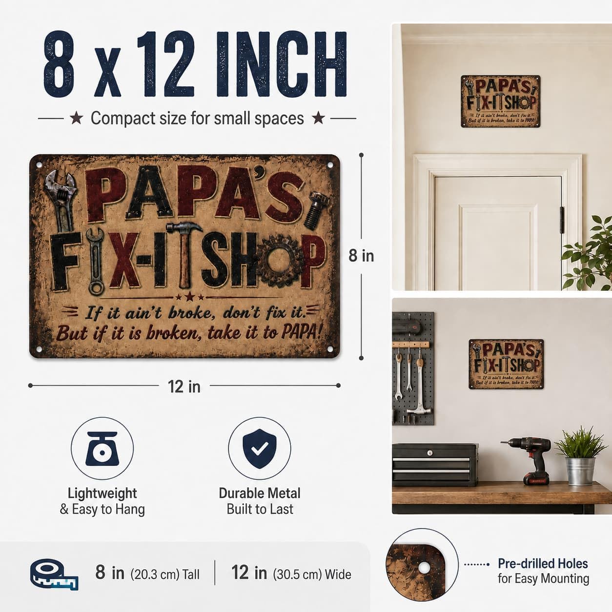 Papa Metal Tin Sign Vintage Garage Man Cave Wall Decor Gift for Dad image 2