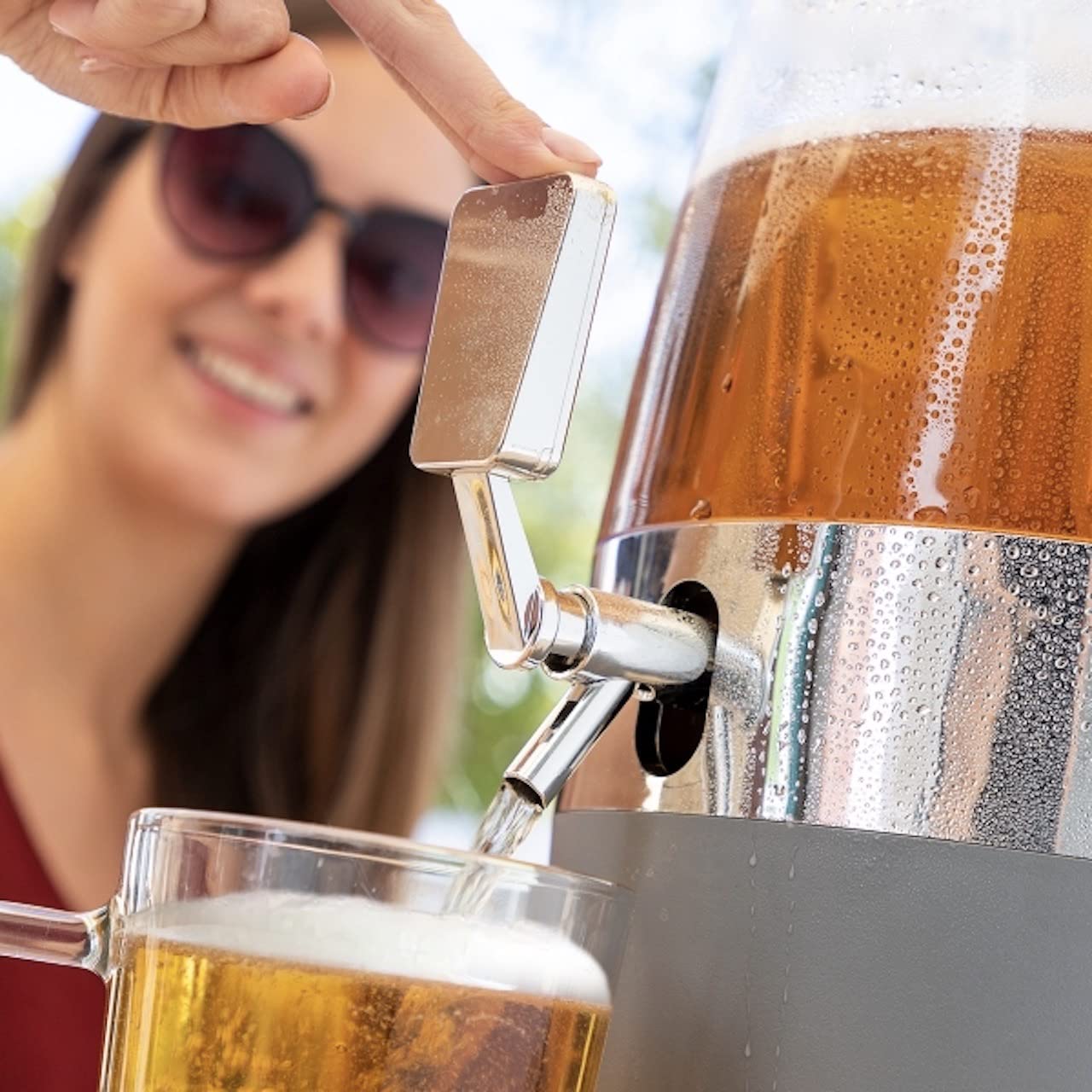 MODEZVOUS - Distributeur Boisson avec Double Tube Réfrigérant pour Glacon et Robinet - Tireuse à Bière - 4 litres