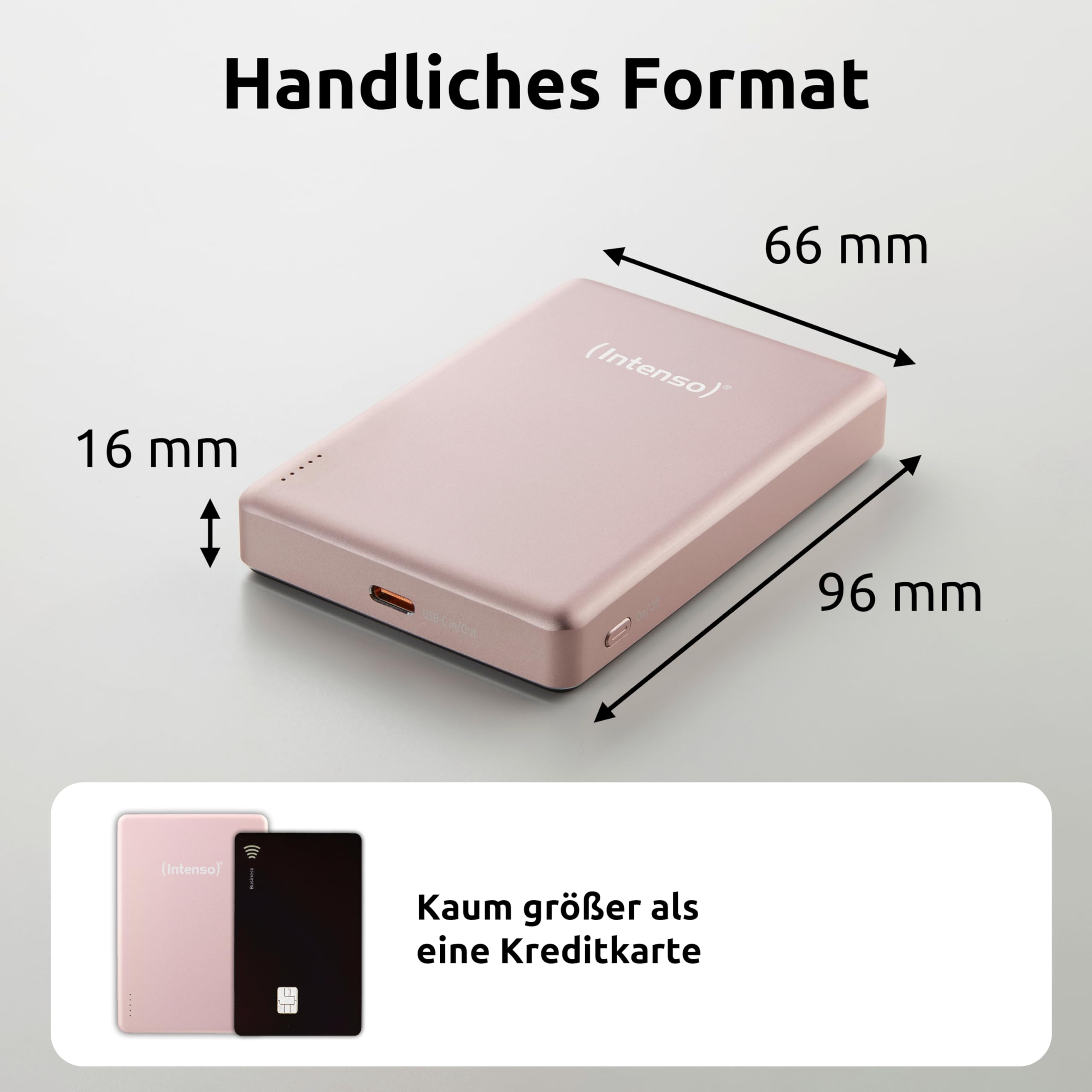 Intenso MW10000 magnetyczny powerbank 10 000 mAh – kompatybilny z MagSafe, bezprzewodowe ładowanie 15 W, USB-C PD 20 W, do iPhone i Android – sprawdzony w Niemczech – różowy
