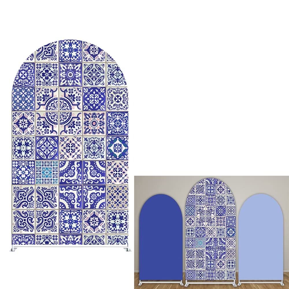ittsmnt Arch Backdrop Cover Patchwork Tile Arched Stand Covers Stretchy Photography Background for Birthday Banquet Porcelain Parties Decor Banner