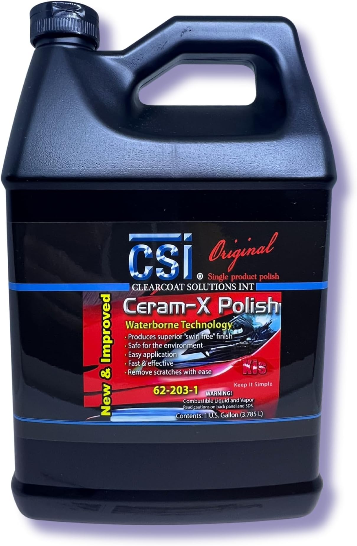 CSI Ceram-X Car Polish (1 Gallon)| The Original Single Product Polish | One-Step Paint Correction to High-Gloss Finish | Water Based Formulation | Filler-Free | Body Shop Safe