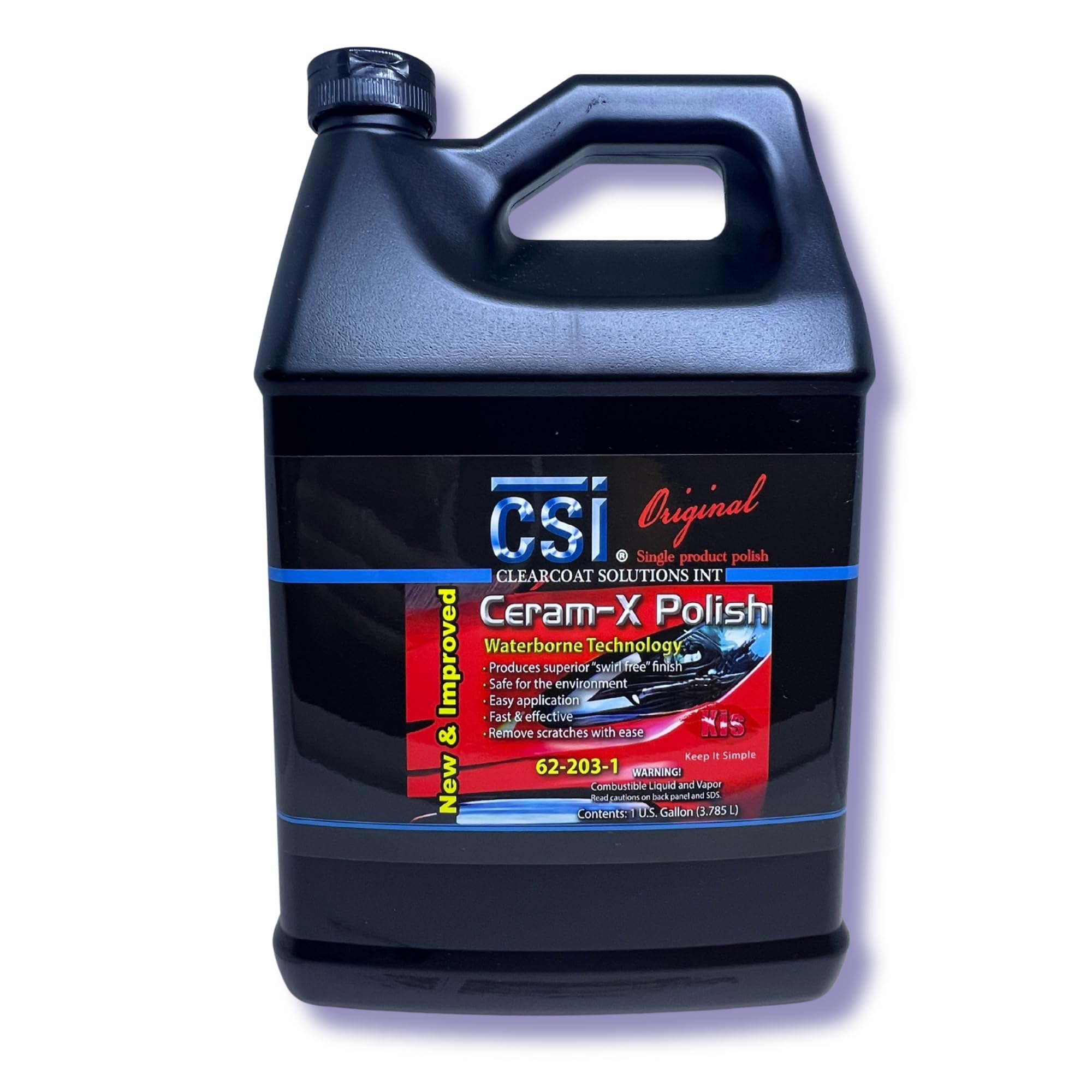 CSI Ceram-X Car Polish (1 Gallon)| The Original Single Product Polish | One-Step Paint Correction to High-Gloss Finish | Water Based Formulation | Filler-Free | Body Shop Safe
