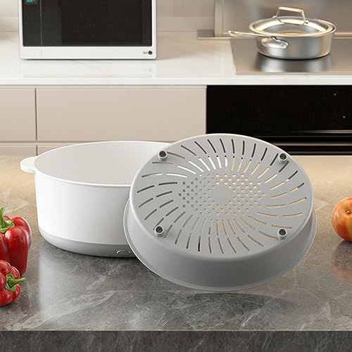 Miniatura 7 de Lavadora de frutas y verduras, cesta eléctrica multifuncional para lavar verduras con doble capa para cocina (segunda generación blanco)
