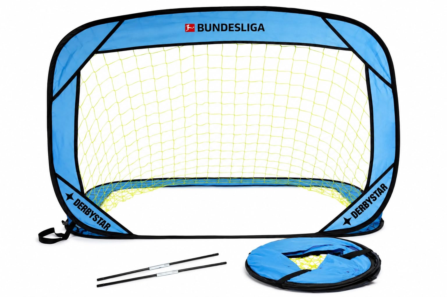 Pop Up Fußballtor 2er Set, Faltbares Fußballtor für Kinder & Erwachsene, Mini Fußballtore für Garten, Fußballtor Set inkl. Tragetasche & Heringen, für Park & Strand